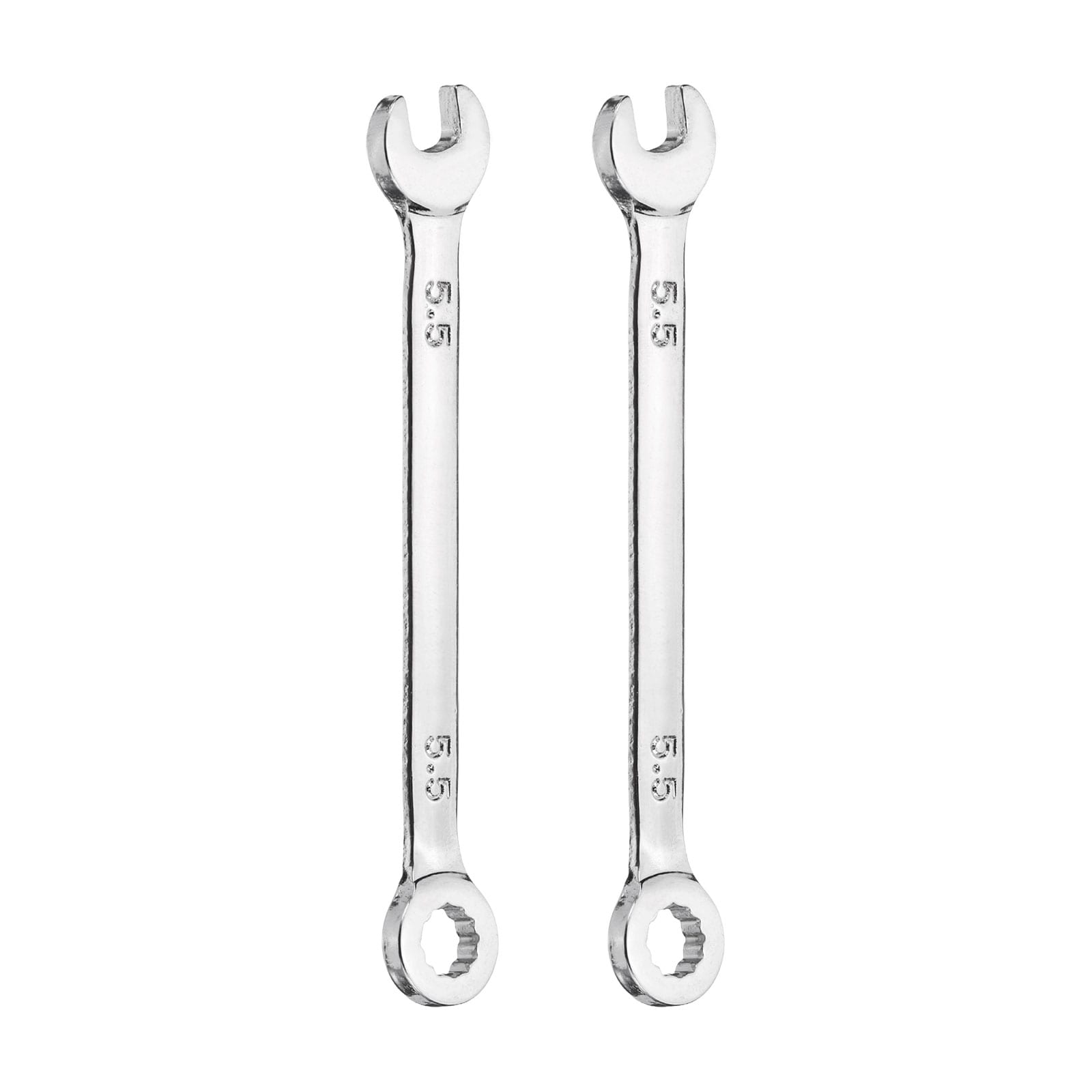 Harfington 2pcs Mini Combination Wrench 5.5mm Metric 12-Point Box End and 15 Degree Angled Offset Open End CR-V Steel Double Ended Spanner Tool for Household Automotive Machinery DIY Repair #S26050903UX0127