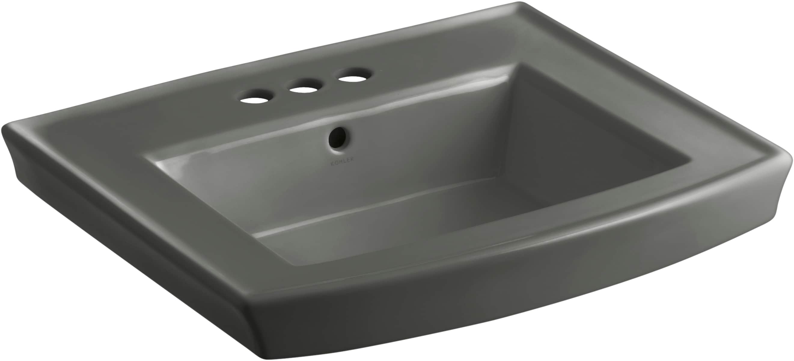 KOHLER 2358-4-58 Archer Vitreous china Traditional Thunder Grey Pedestal Sink Top ( 23.94-in x 11.25-in x 7.94-in )