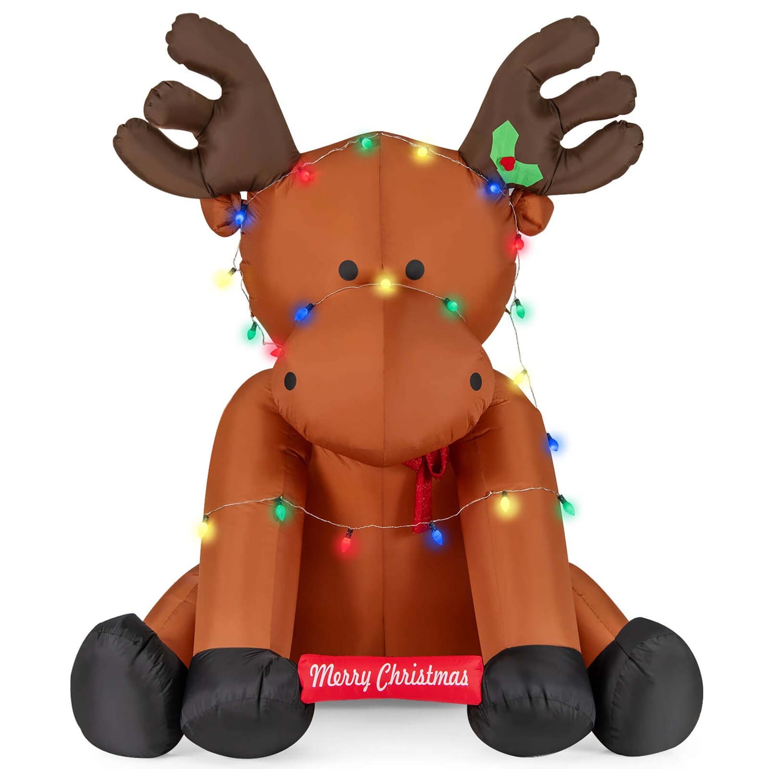 Costway HCST04459 8.5 FT Tall Christmas Inflatable Reindeer Decoration with 24 LED String Lights