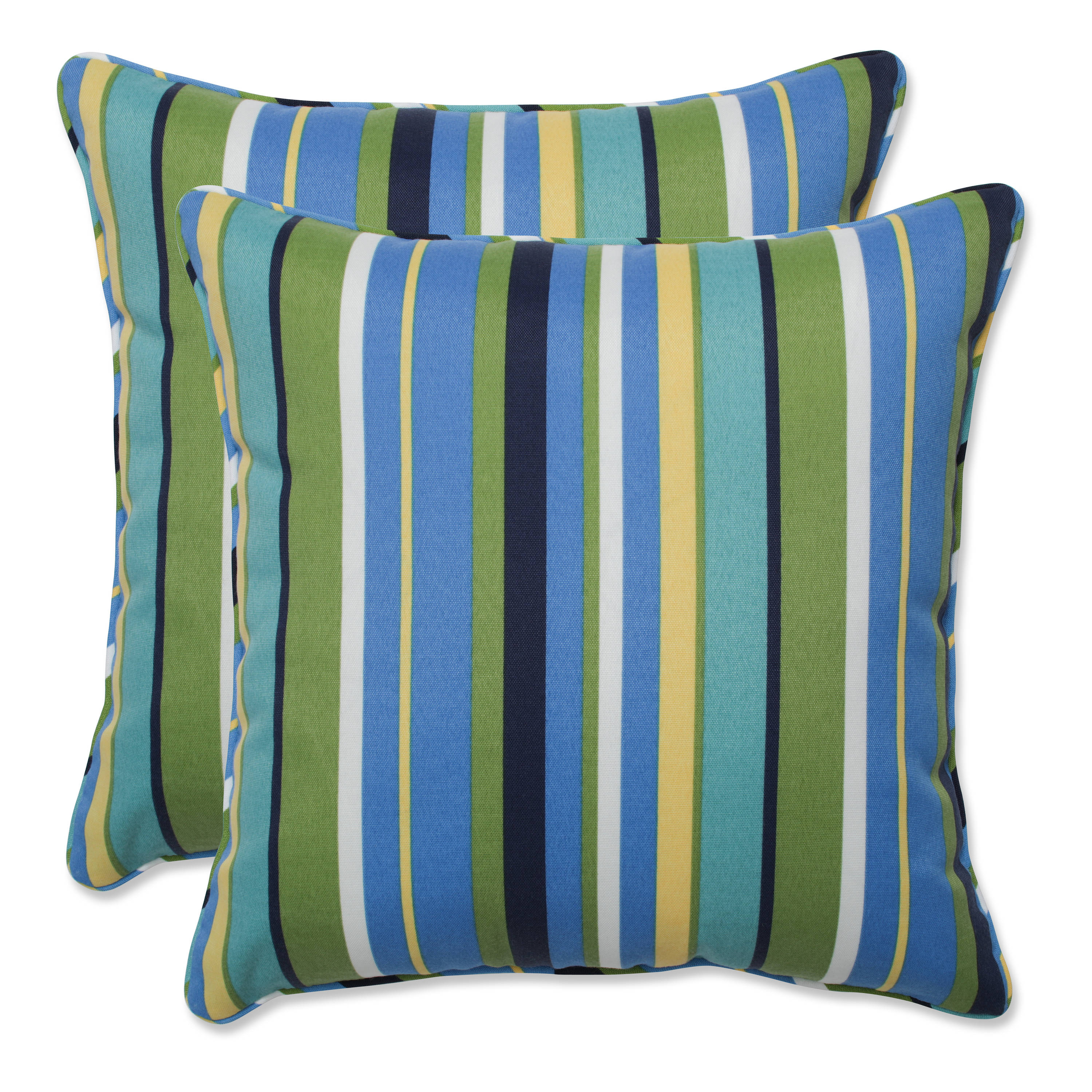 Pillow Perfect 2-Pack Graphic Print Blue Square Throw Pillow in