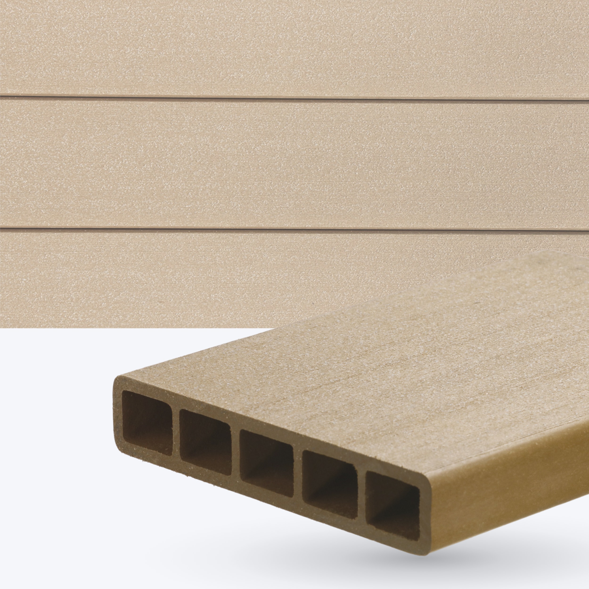 DuxxBak DX-COMMDEKK-192CS Commercial Dekk 1-1/2-in x 8-in x 16-ft Cool Sand Square Composite Deck board