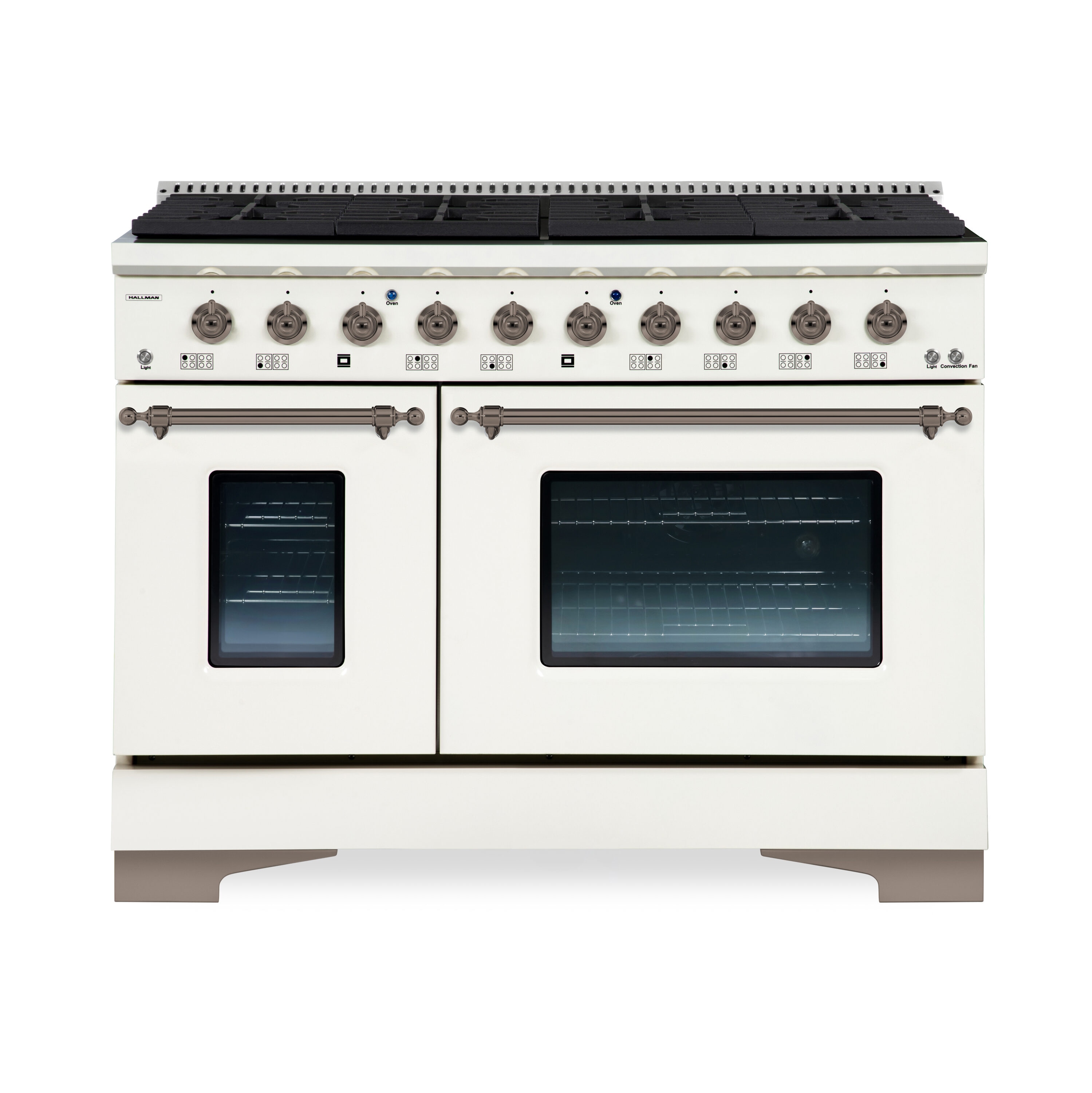Hallman HCLRG48BZAW 48-in 8 burners 4.5-cu ft / 2.5-cu ft Convection Oven Freestanding Double Oven Gas Range ( Off-White )