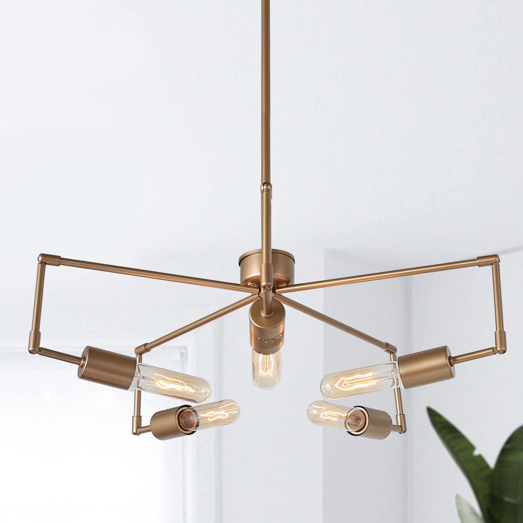 Uolfin AZVI2I-LWS24178-U7 5 -Light Matte Gold Modern/contemporary For Use in Bedrooms, Dining Rooms, Foyers, Kitchens, Living Rooms Chandelier