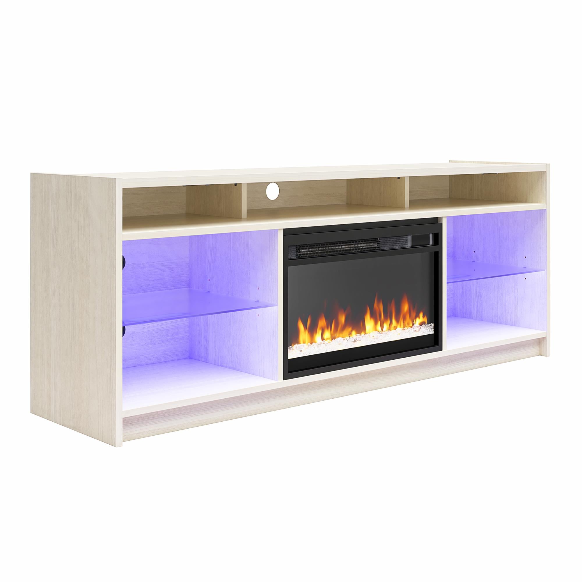 Ameriwood Home 60.87-in W Ivory Oak TV Stand with Fan-forced Electric Fireplace 8800339COM Sansujyuku sansujyuku.com