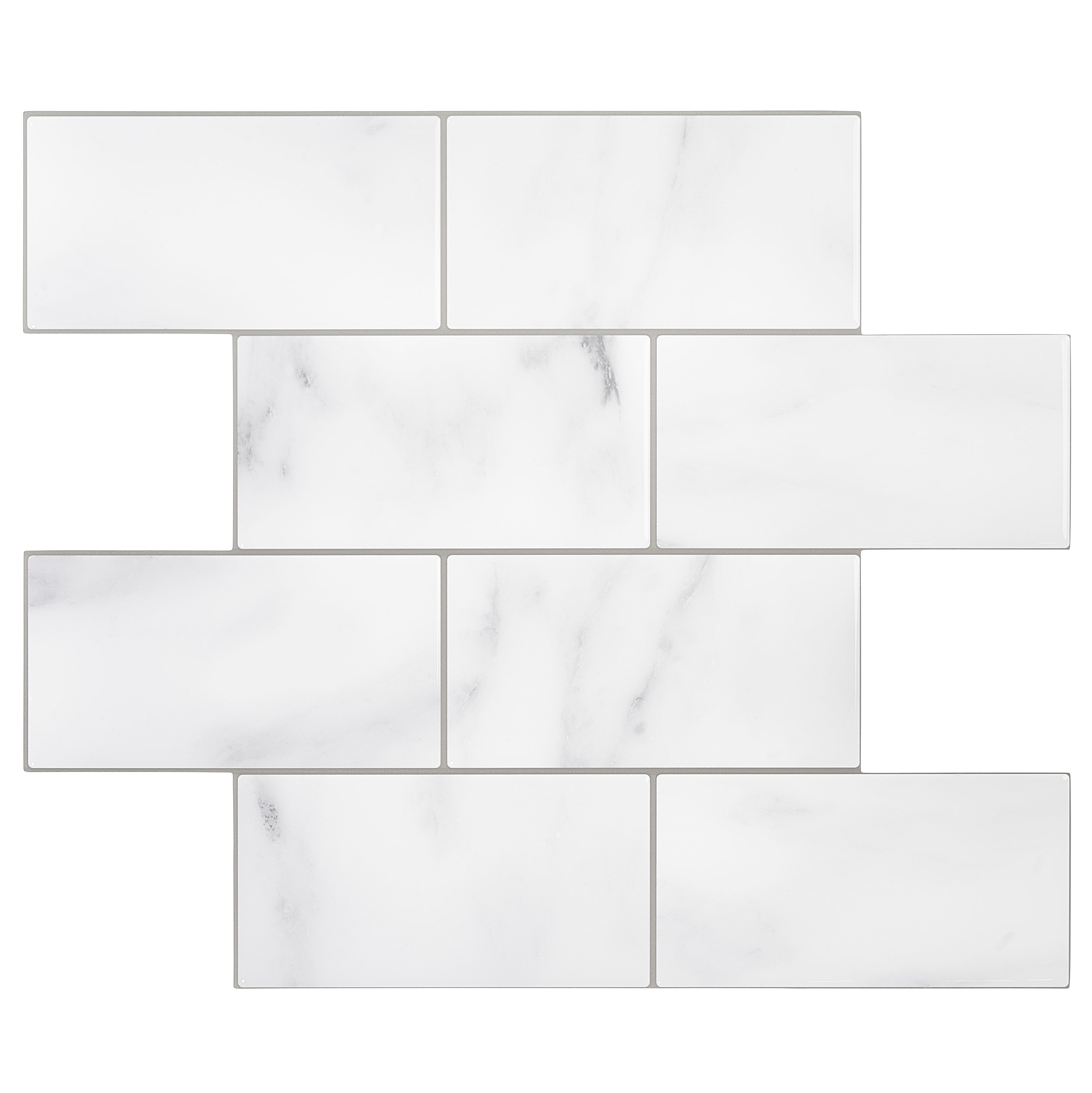 Glossy White Peel and Stick Subway Wall Tile