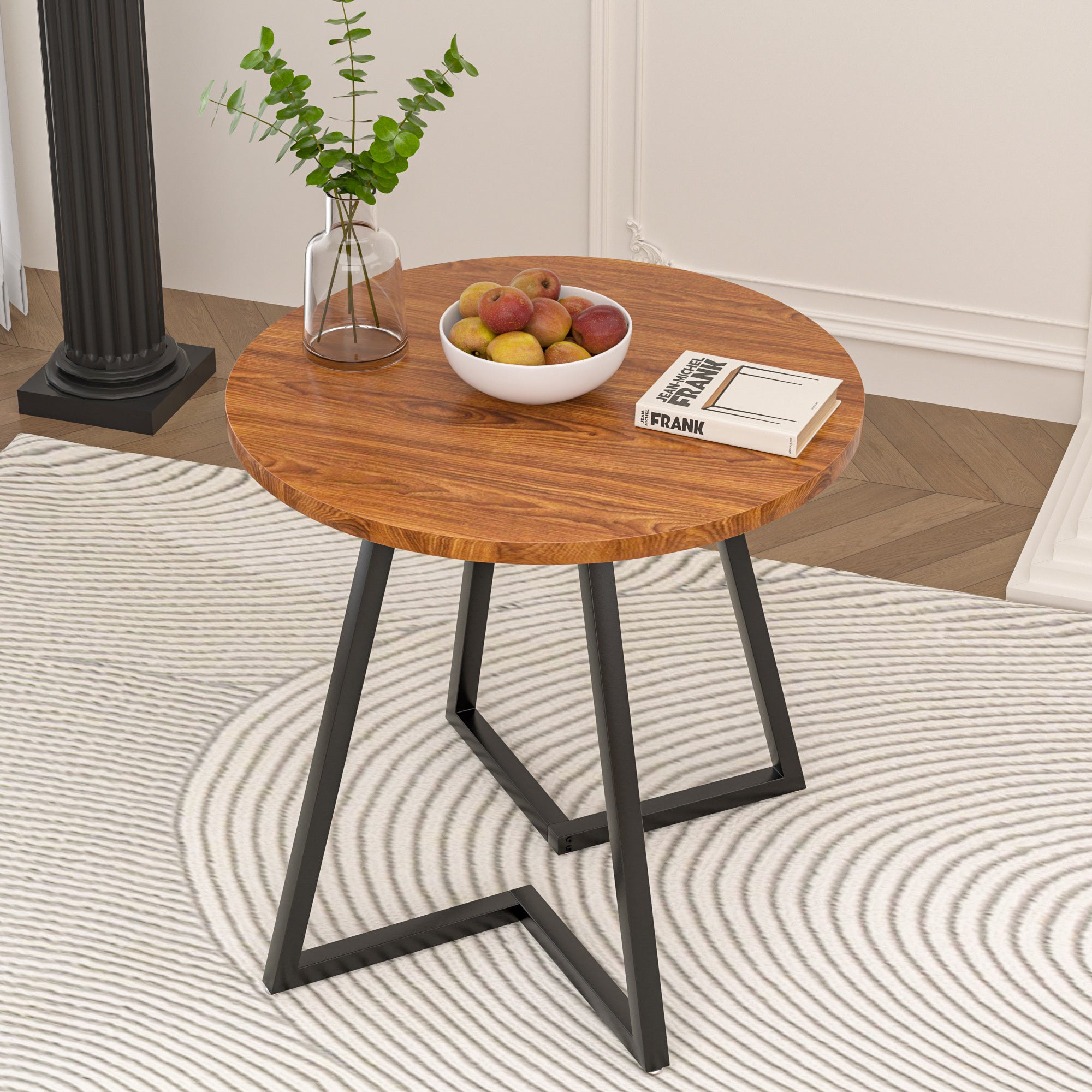 Vecelo LOE-MX-TBL11-90-WAL Round Dining Room Table 2 To 4 Person Kitchen Table For Small Space
