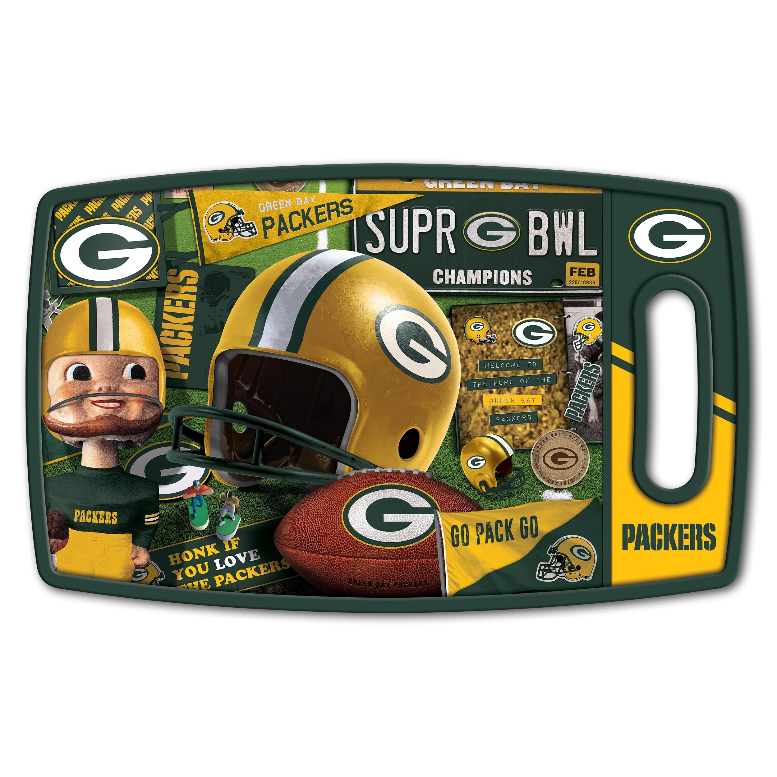 Sportula Green Bay Packers Retro Series Cutting Board 9-in L x 14.5-in W  Plastic Cutting Board in the Cutting Boards department at