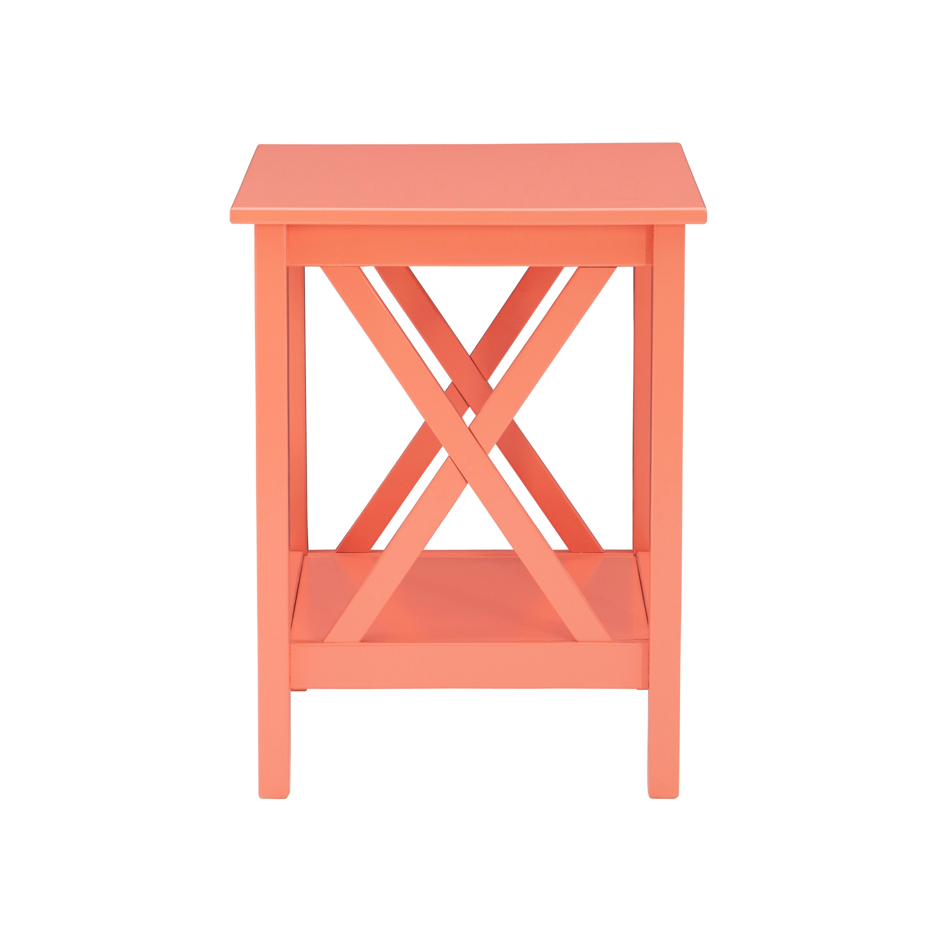 Davis Coral Painted Pine Coastal Square End Table