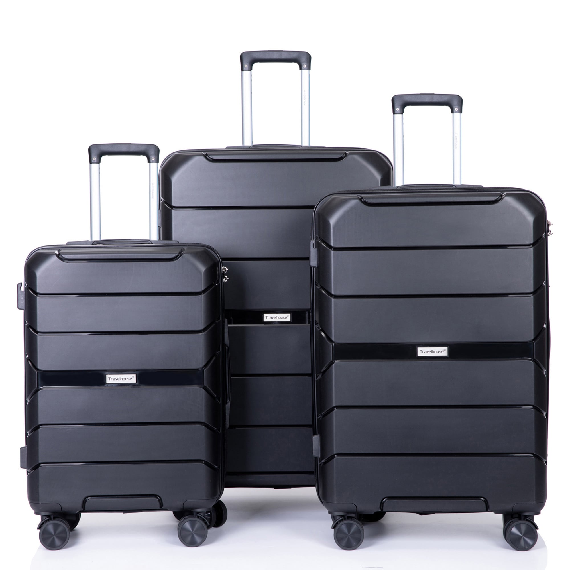 SINOFURN SYD9400008BK 18.7x12.2x30.5 Black Plastic Hardshell Suitcase set 3 -Bag