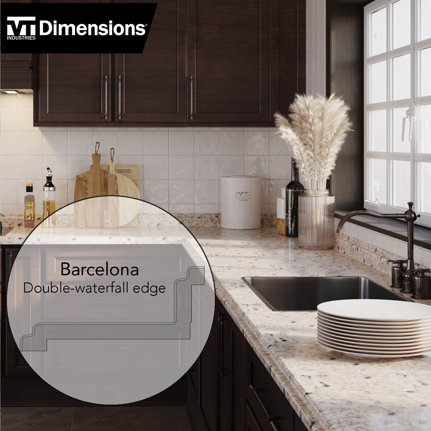 VT Dimensions Formica 6-ft x 25.5-in x 4.5-in Ouro Romano, Etchings Laminate Countertop with Integrated Backsplash
