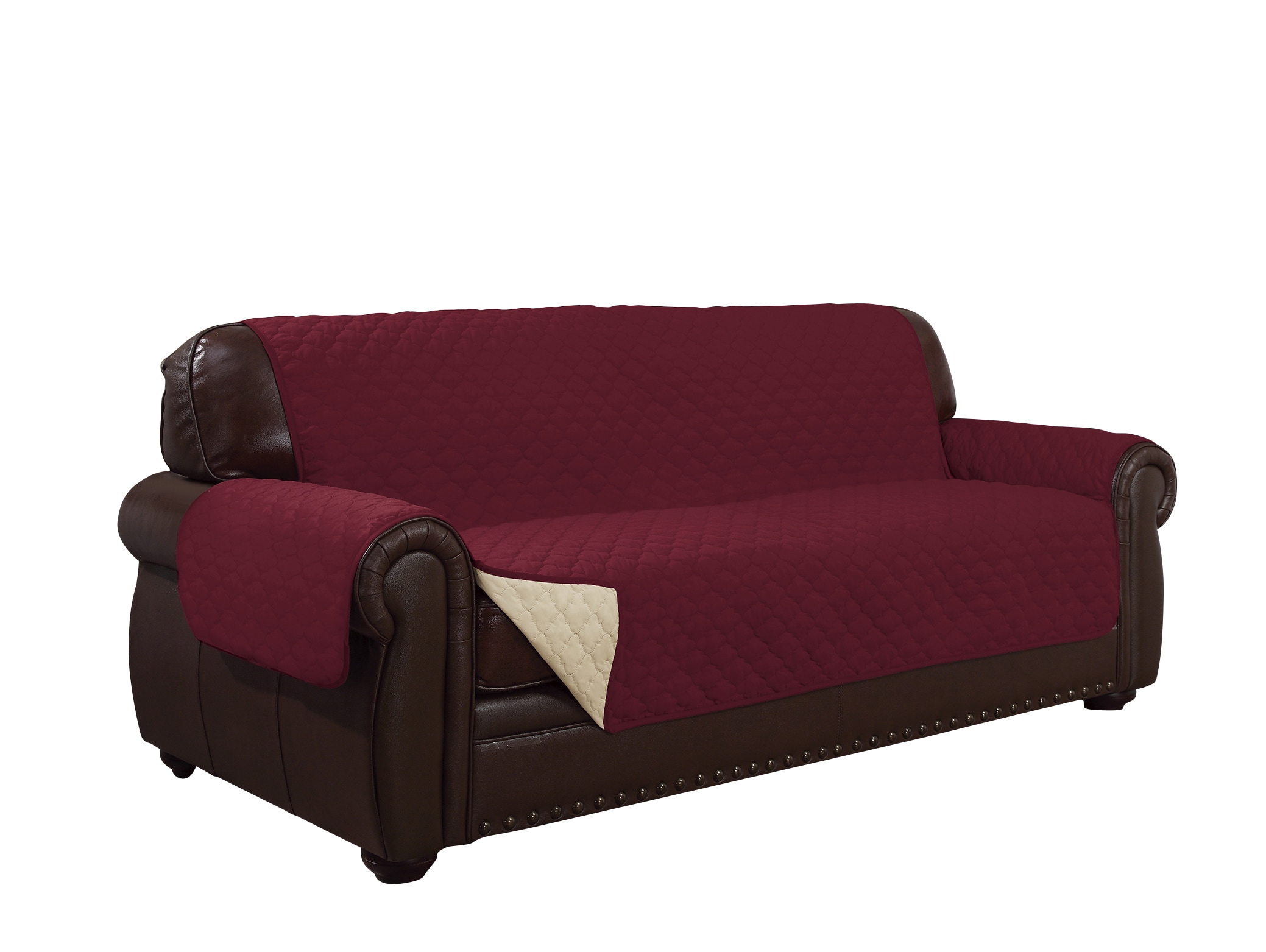 J&V TEXTILES PRTCTR SOFA RED Red Microsuede Sofa Slipcover 124-in W x 40-in H x 76-in D