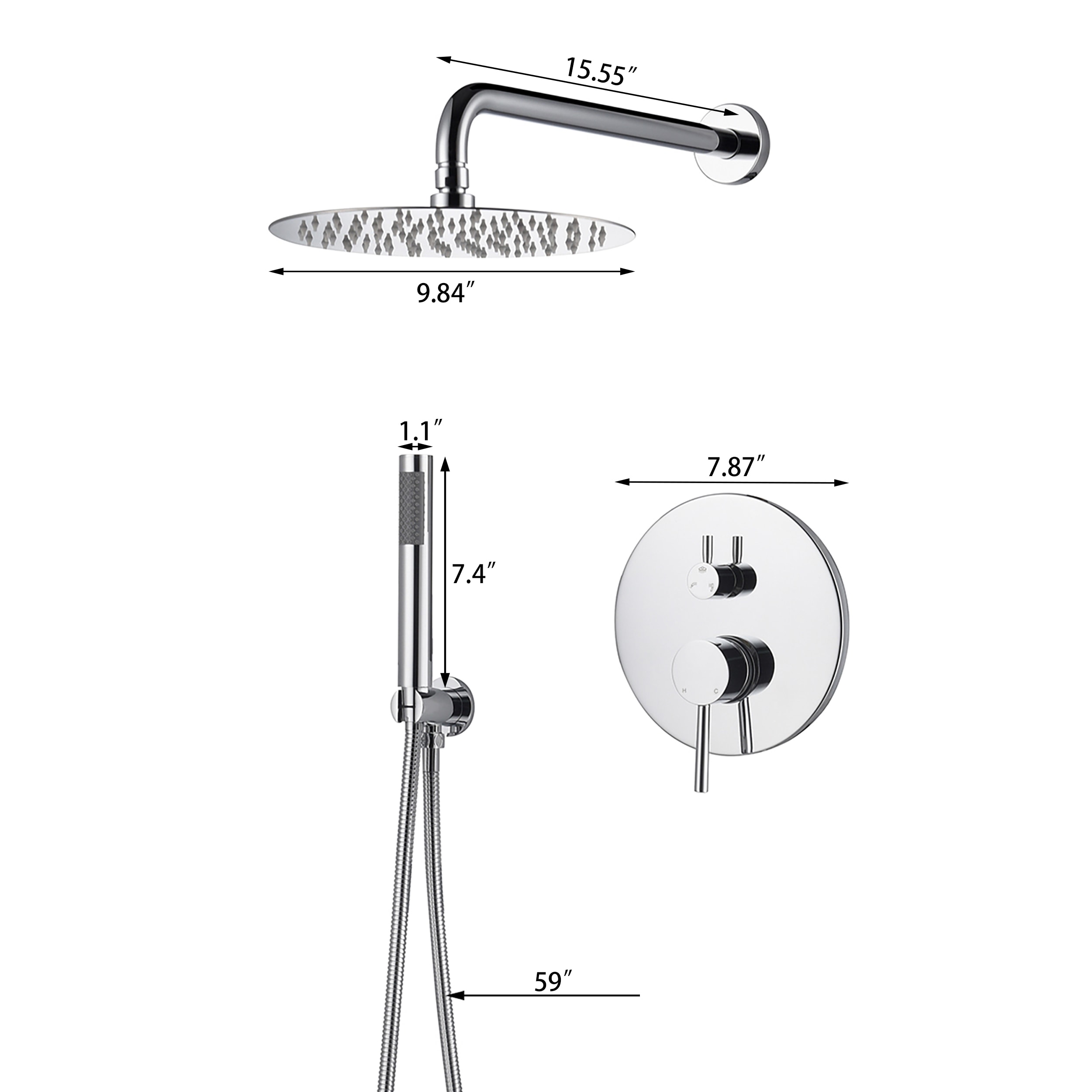 Clihome CH-6610-CI Showerhead-Bar-Panels - View #2
