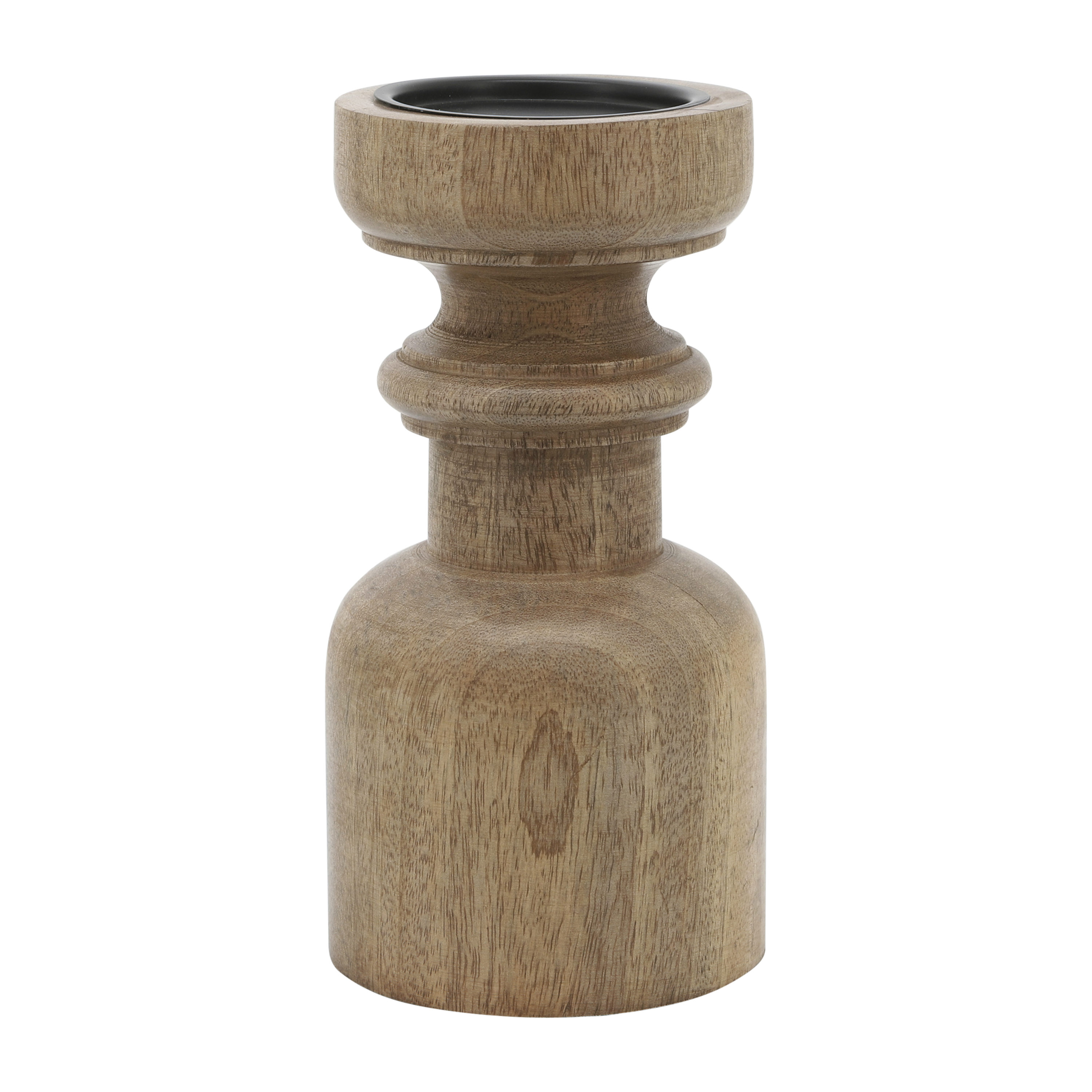 Sagebrook Home 16208-01 1 Candle Wood Pillar Candle Holder