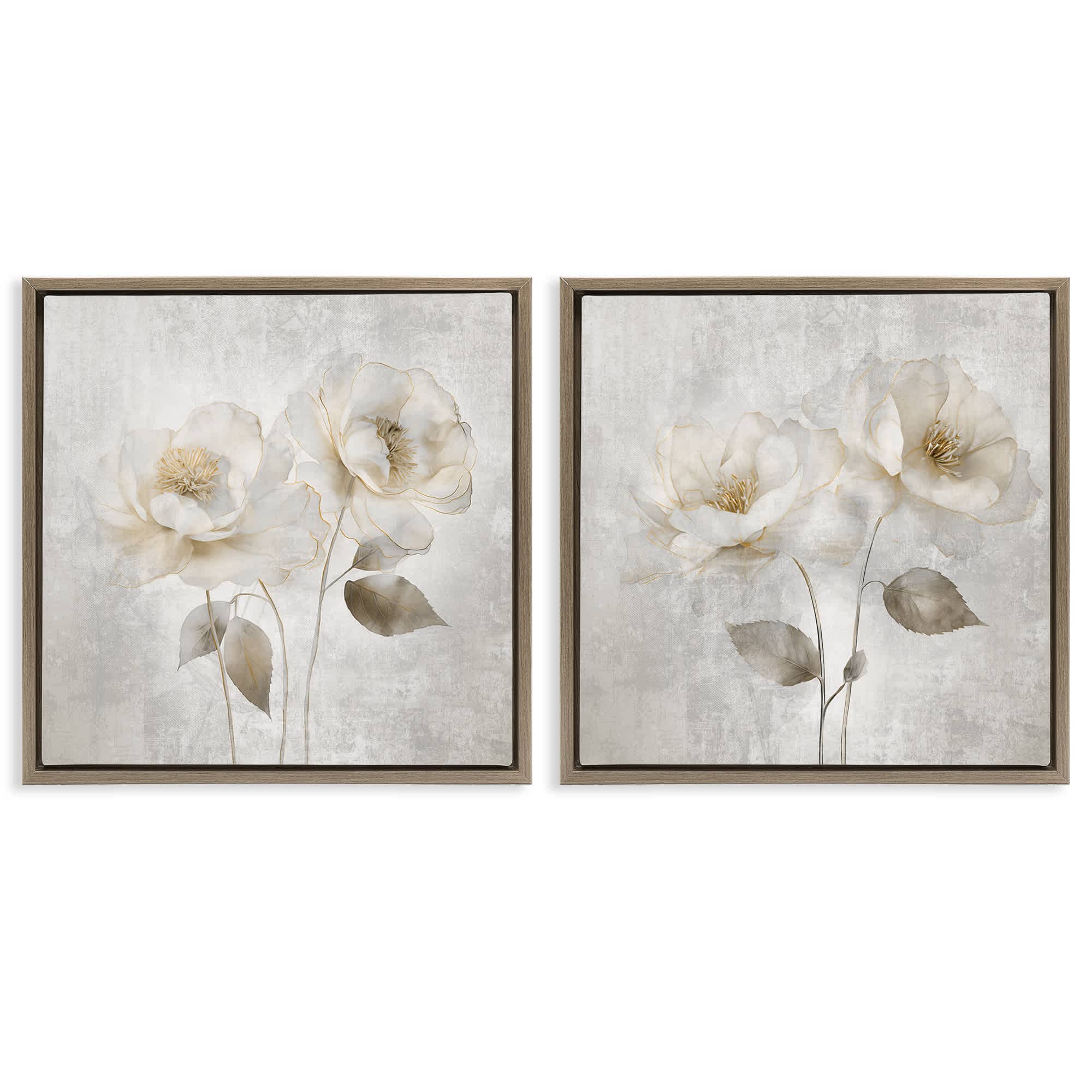 Stupell Industries B2-743-FFE-2PC-17X17 Soft Chic Roses 2pc Floating Frame Set design by Irene Weisz