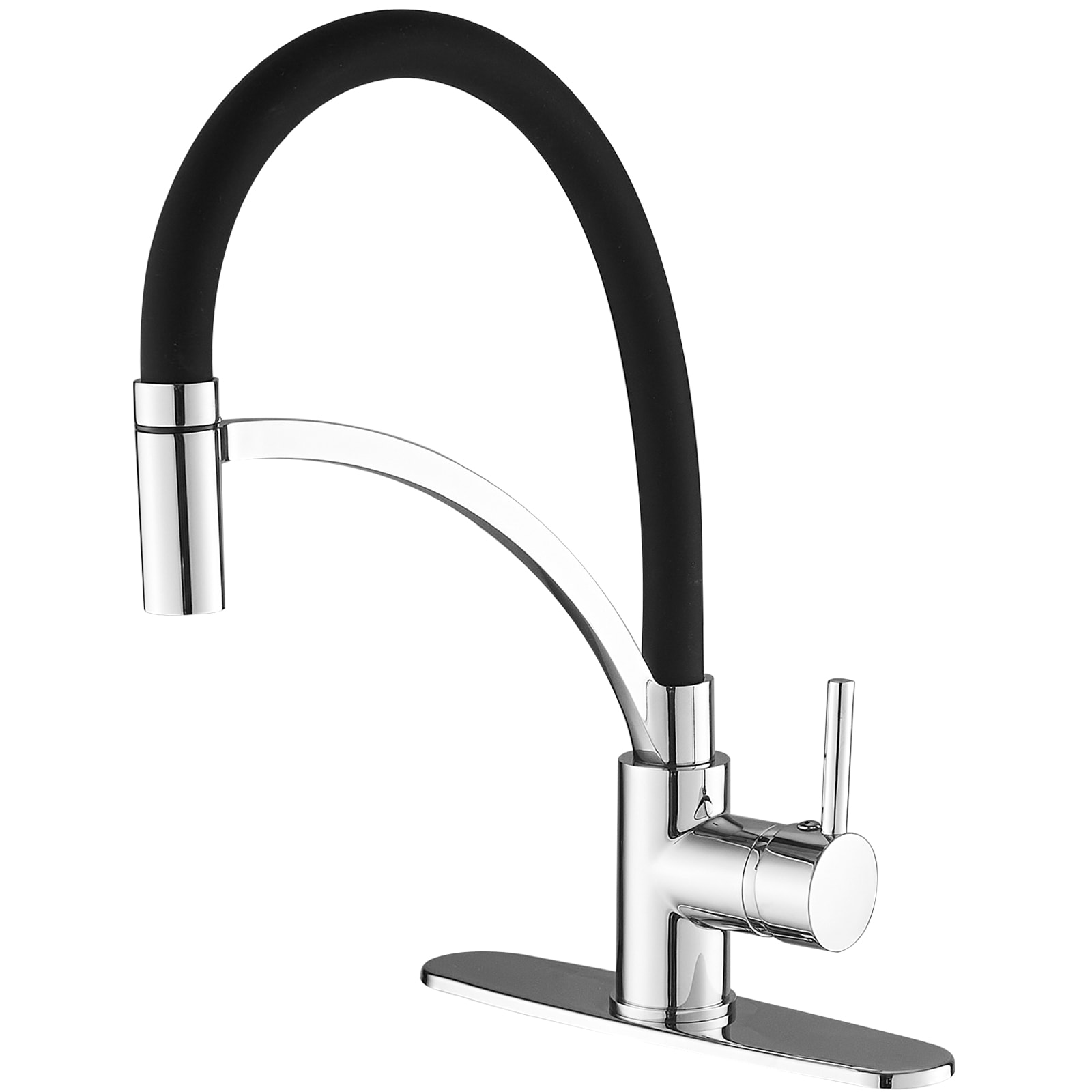 BWE A-94014-C A-94014 Single-Handle Kitchen Faucet Polished Chrome Single Handle Deck-mount Pull-out Kitchen Faucet ( Deck Plate Included )