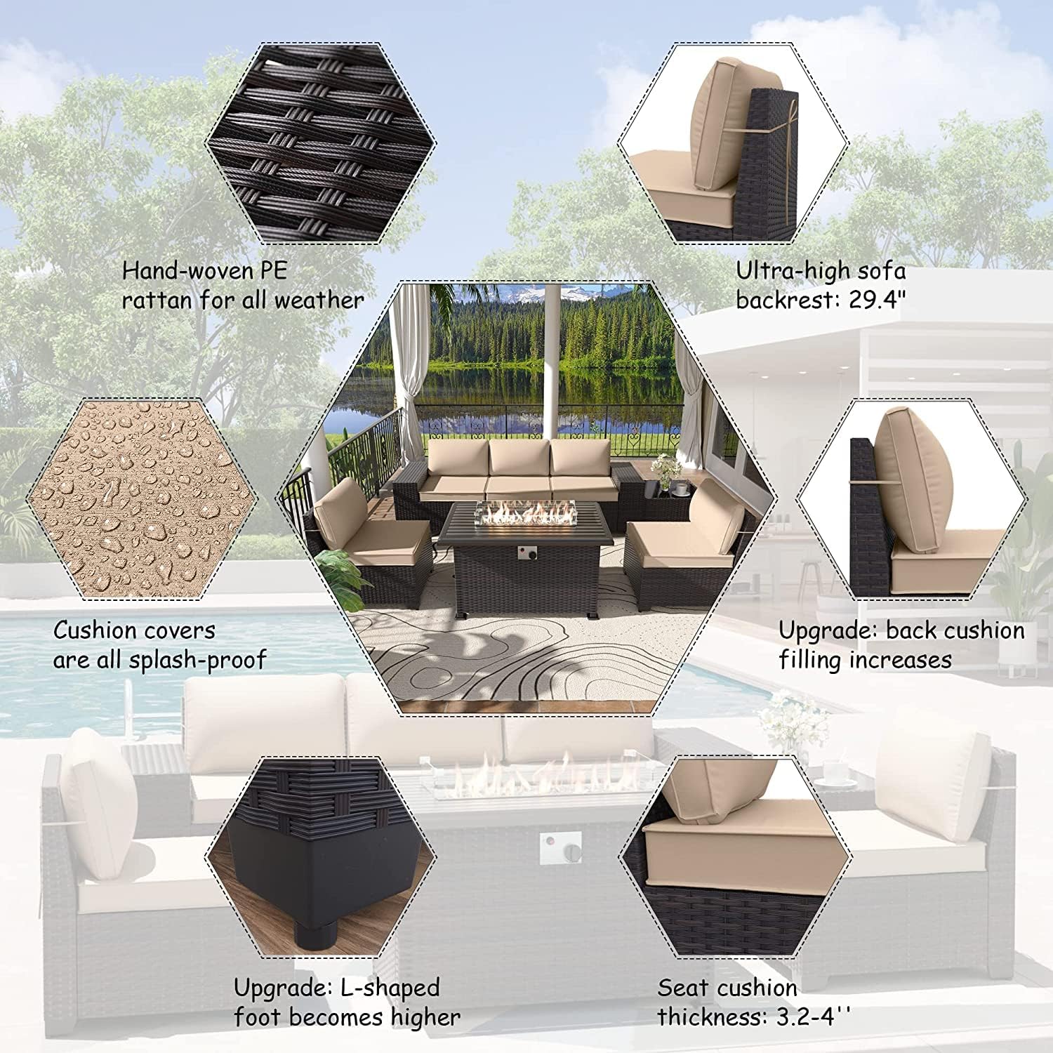 ALAULM LS-6PCS+FP-SAND Patio-Conversation-Sets - View #5