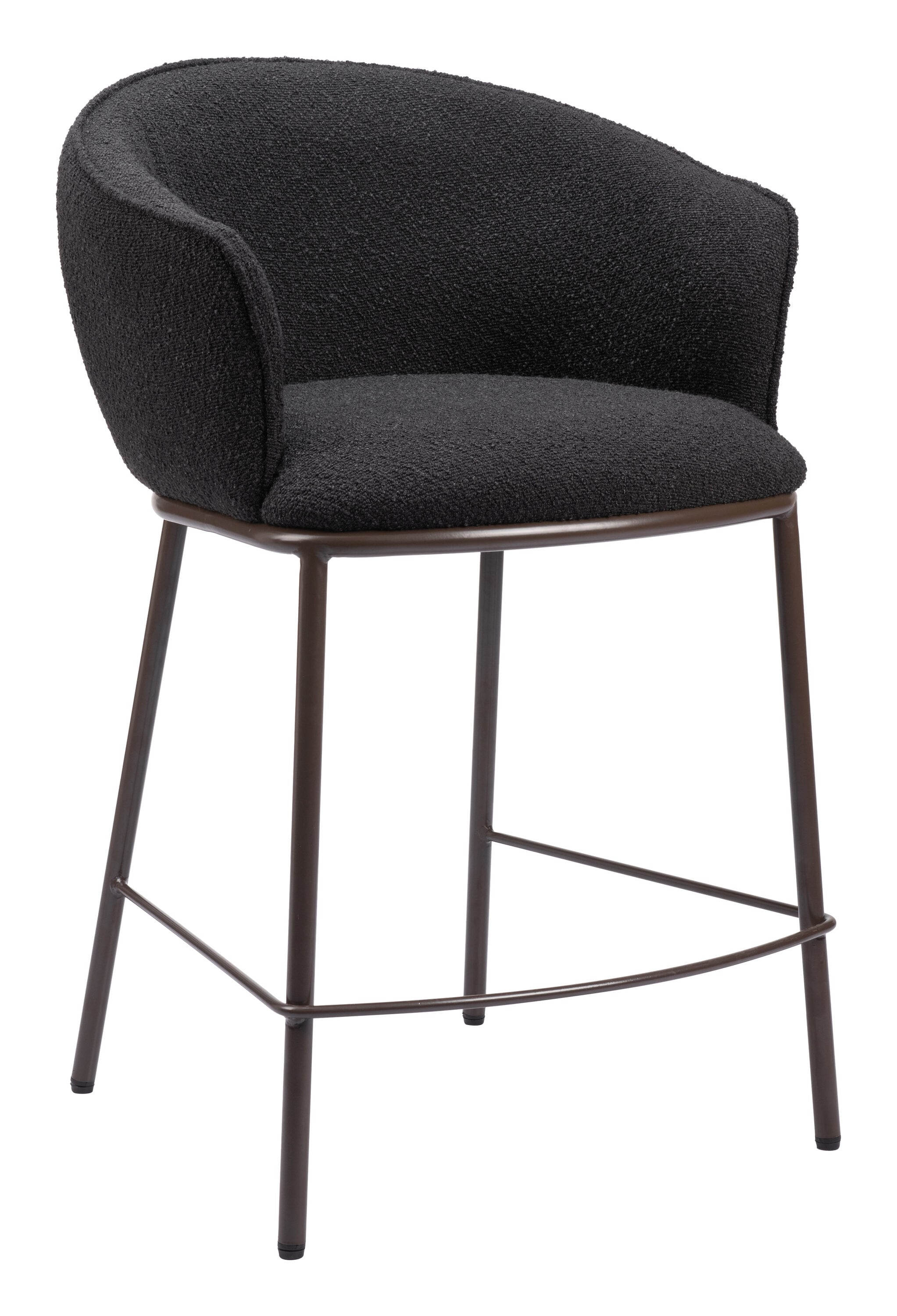 ZUO 109809 Black and Bronze 25.8-in H Counter height (24-in to 27-in) Bucket Seat Upholstered Wood Back Bar Stool with Arms and Back