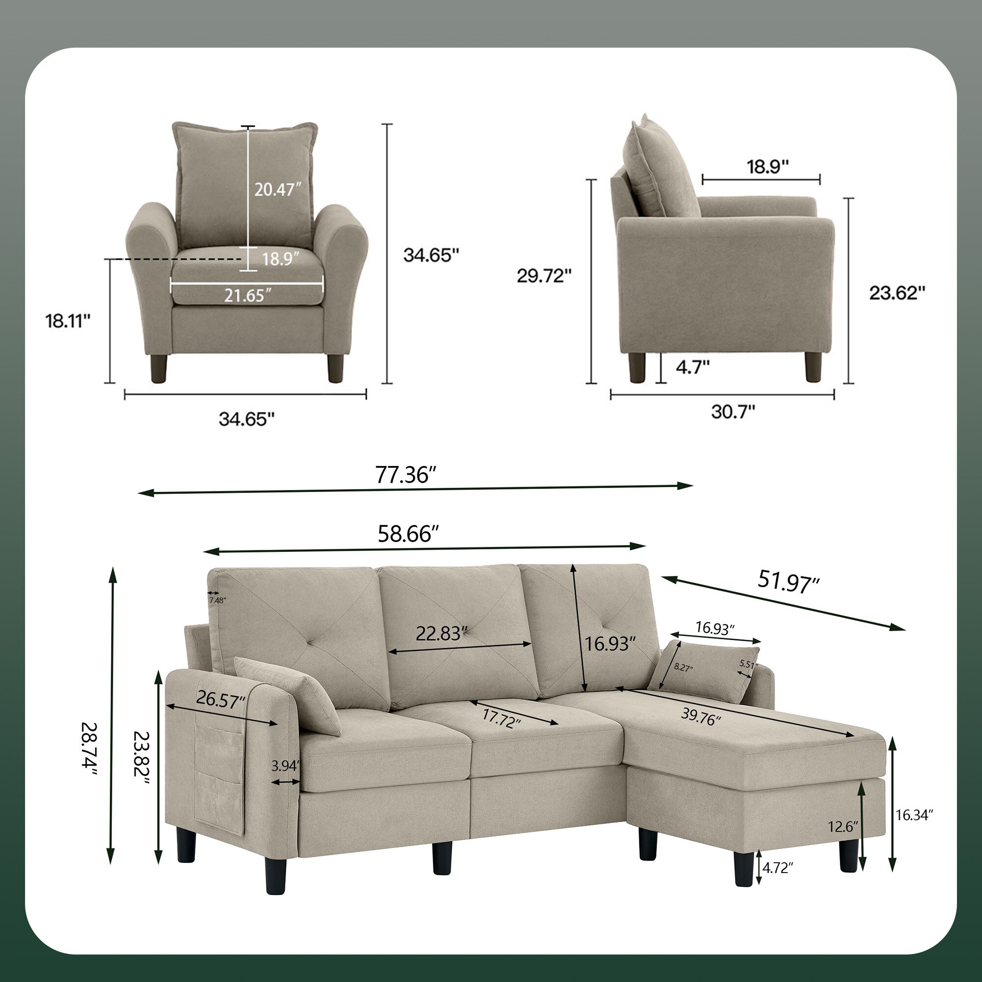 Jarenie YMX0223BE Living-Room-Sets - View #6