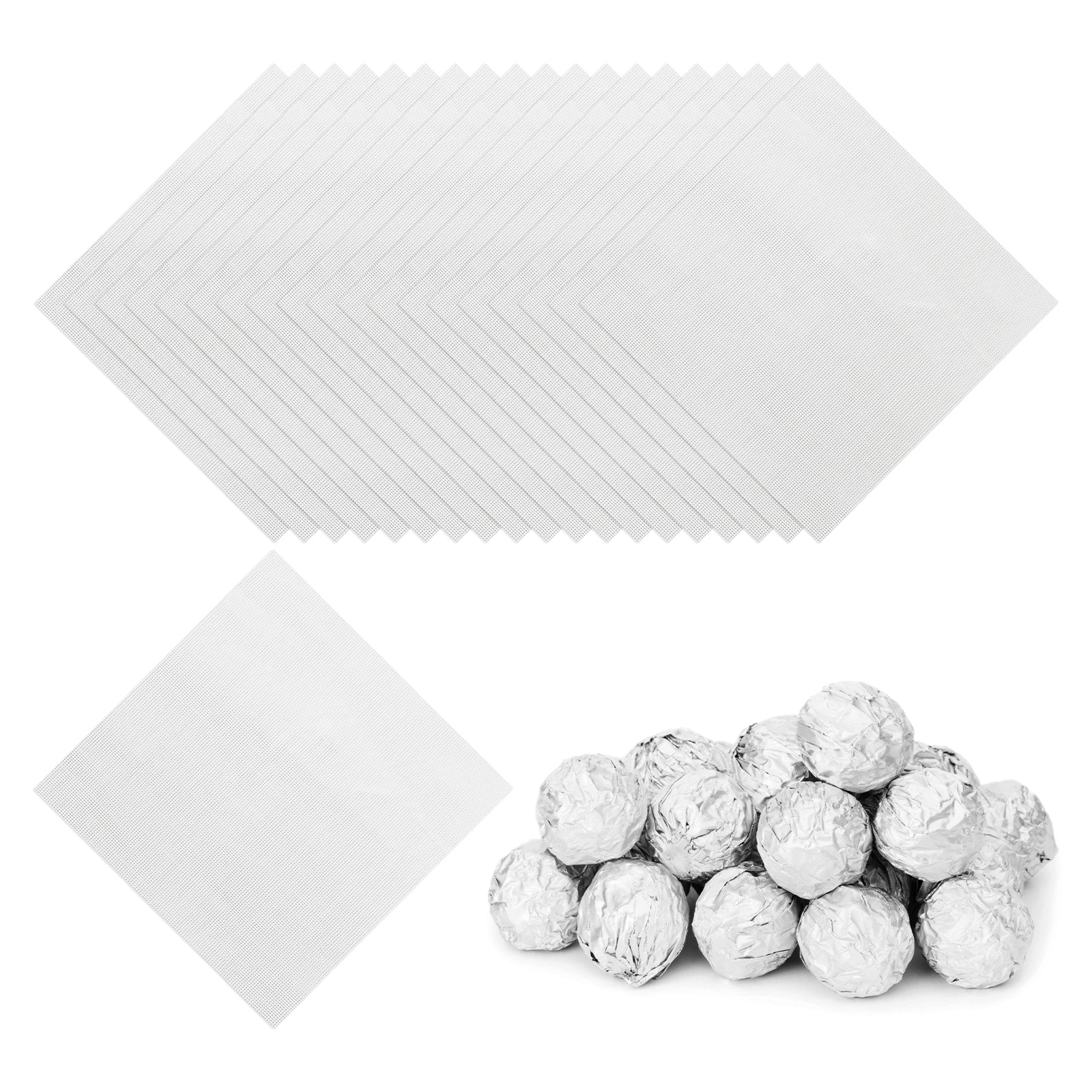 PATIKIL Foil Candy Wrappers 4x4inch 100pcs Square Fine Grid Aluminium Foil Candy Wrapping Paper for DIY Chocolate Candies Packaging Decoration Silver #S26042200UX3832