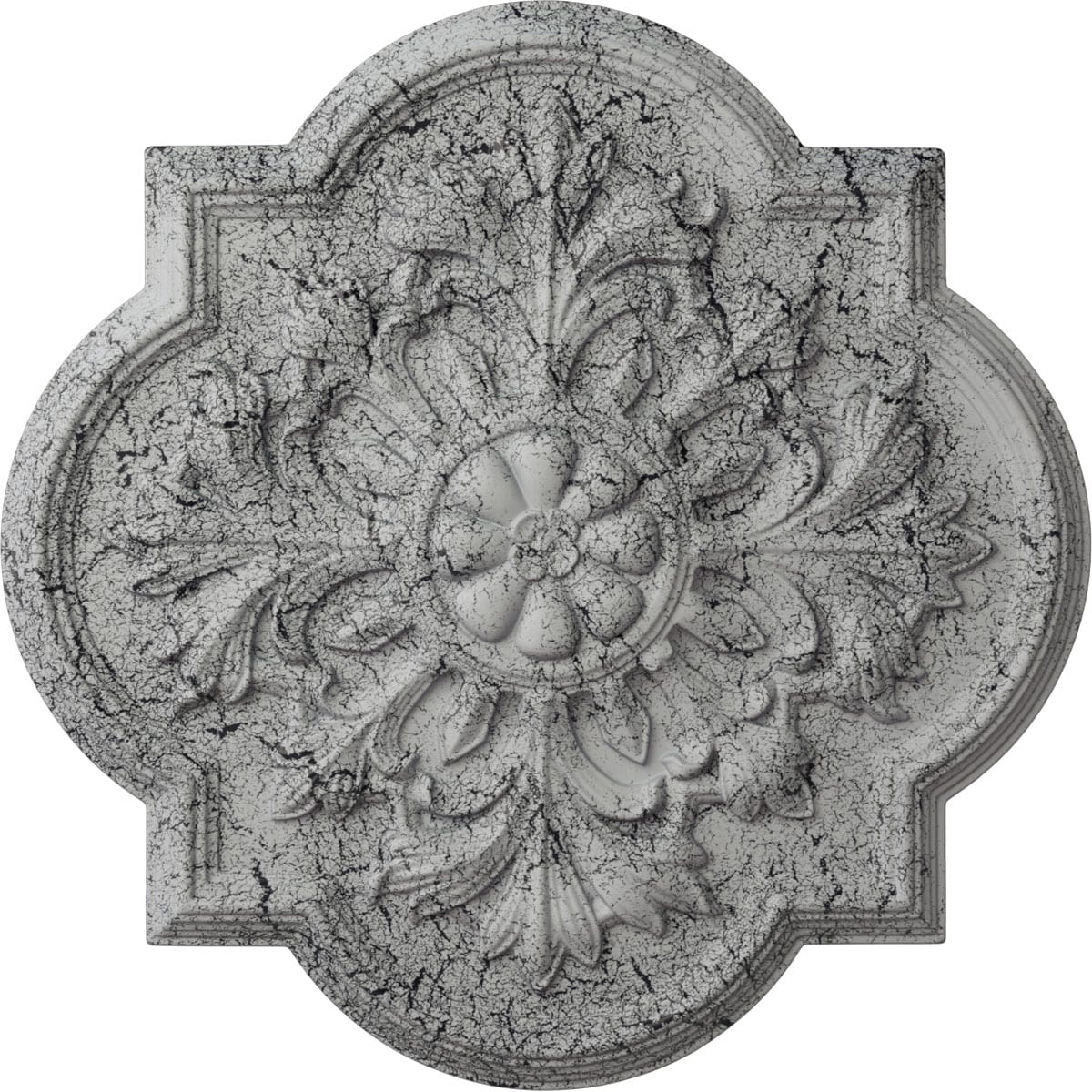 Ekena Millwork CM20BOUWC Bonetti 20-in W x 20-in L Painted Ultra Pure White Crackle Polyurethane Whole Ceiling Medallion