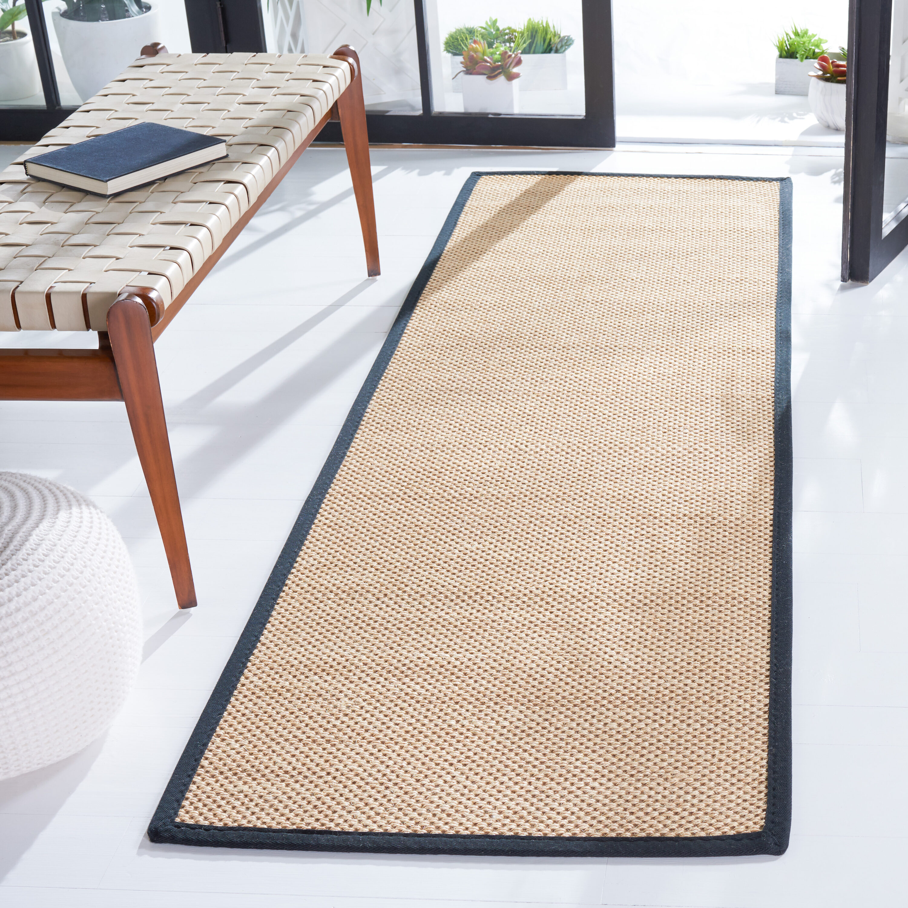 Safavieh NF141A-216 Nf Trinidad Maize Black Coastal Runner 2ft-6-in x 16ft Rug