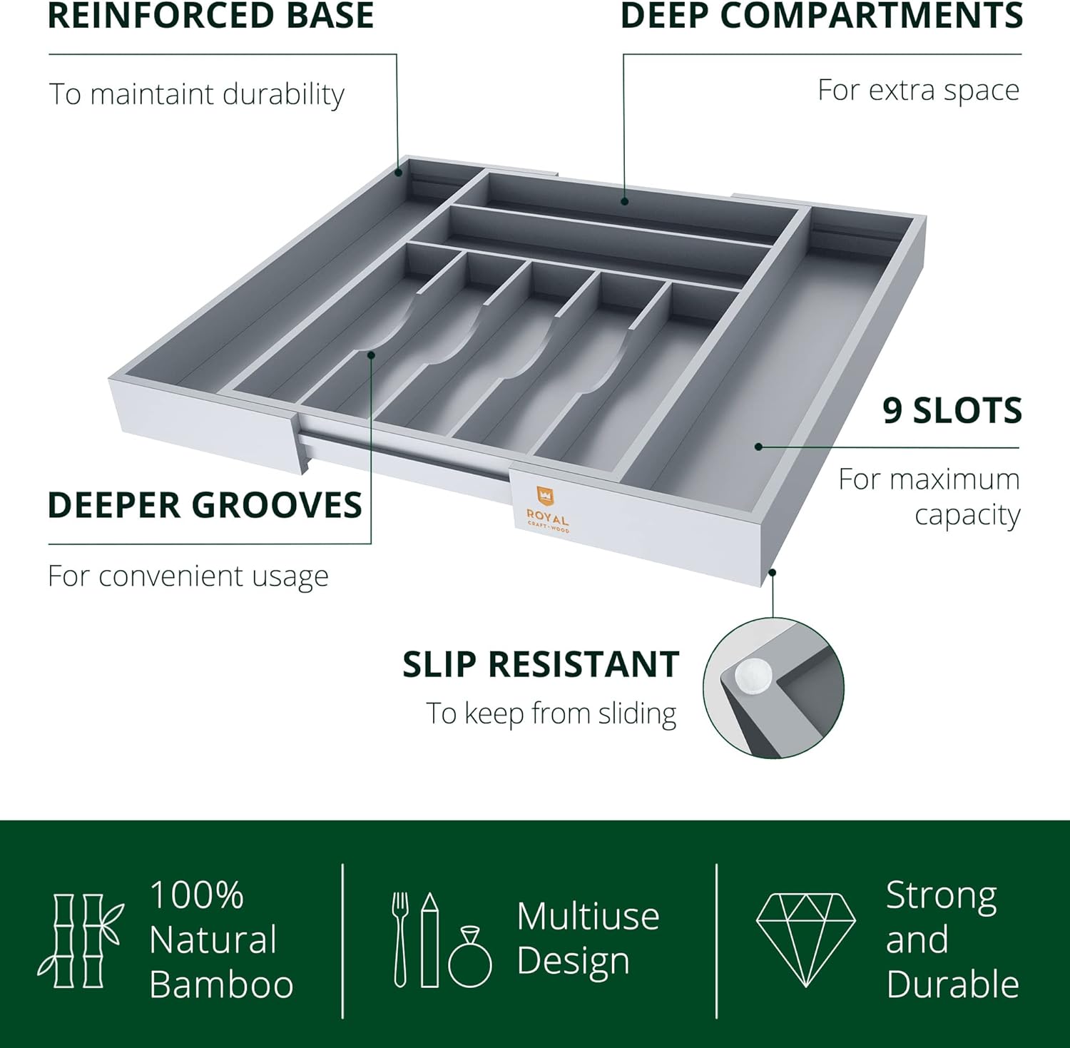 ROYAL CRAFT WOOD RCWKITDRAW-GR Drawer-Organizers - View #3