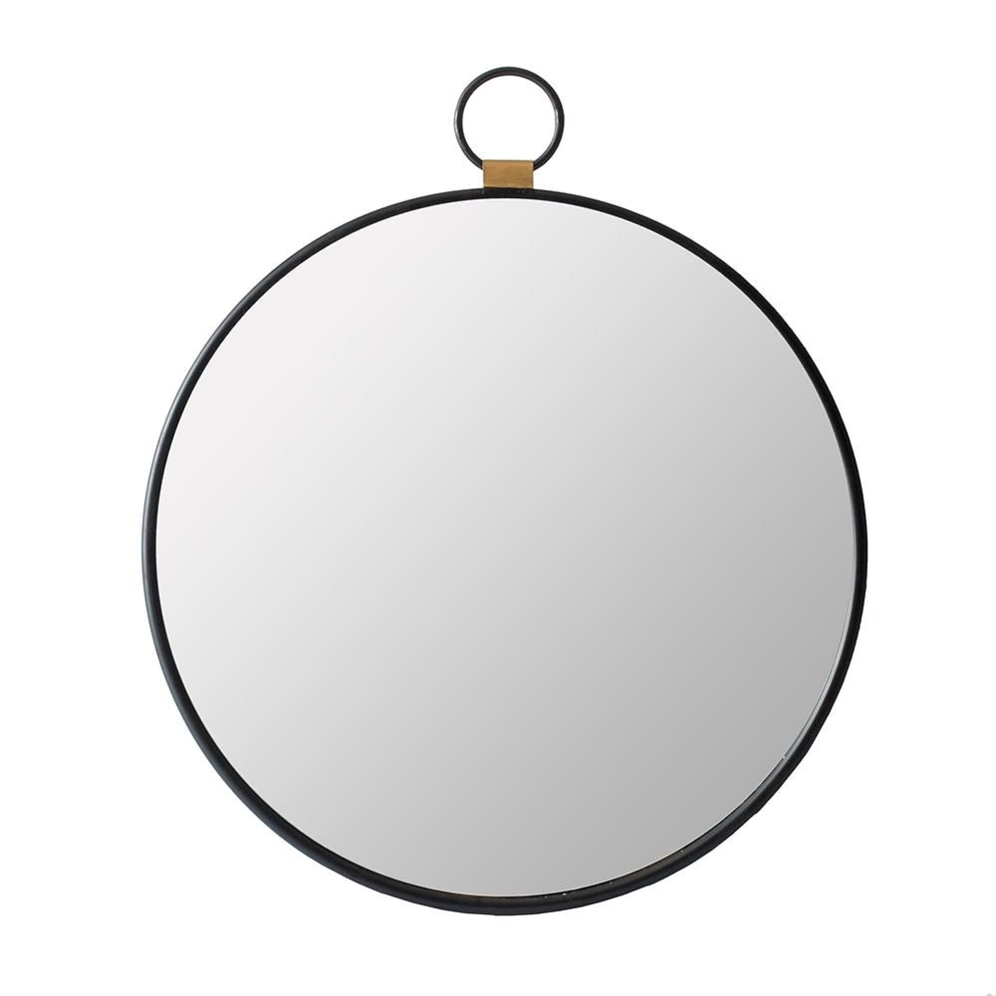 A&B Home 45259-DS 24-Inches W x 27.6-Inches H Round Black Framed Wall Mirror