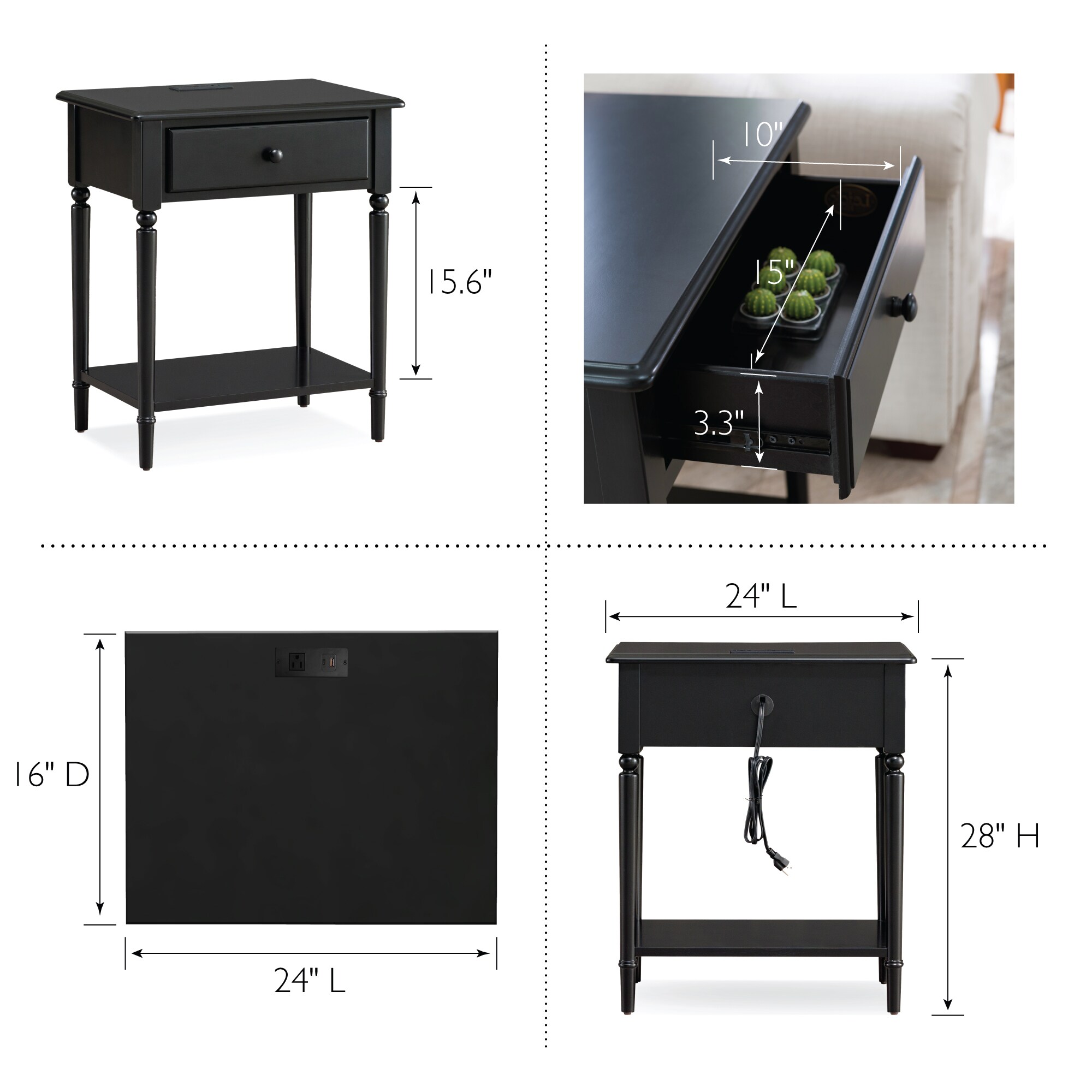 Leick Home 20022-BK nightstands - View #7