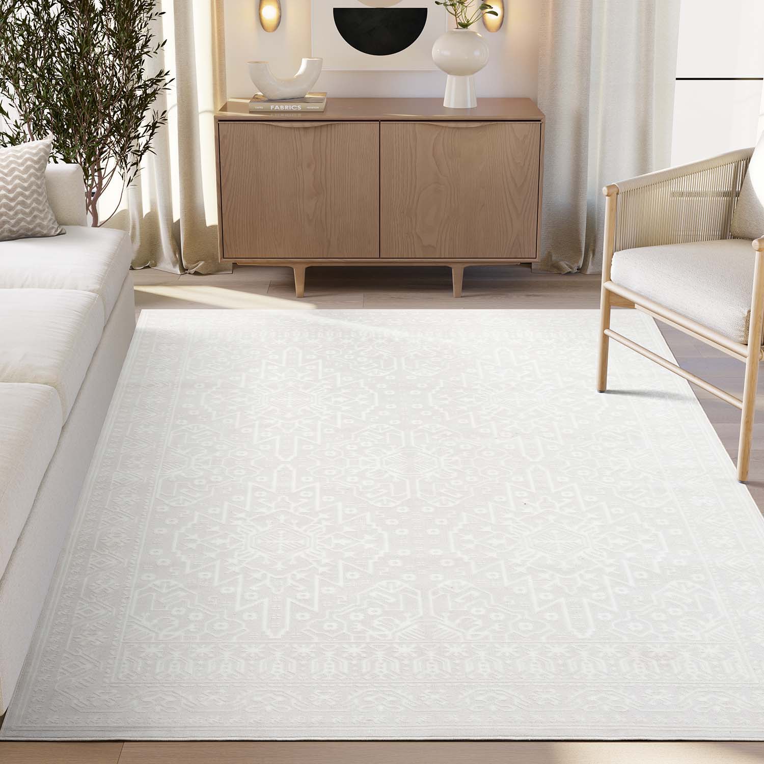 Regal 9 x 12 (ft) Loomed Polypropylene Beige/Cream Rectangular Indoor Abstract Oriental Machine Washable Area rug