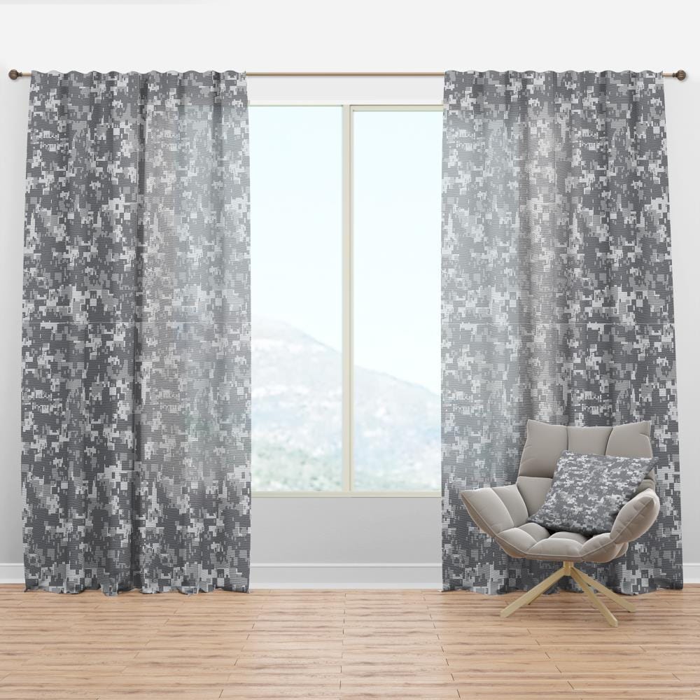 Designart CTN19204-52-95 95-in Gray Abstract Room darkening Thermal lined Rod pocket Single curtain panel
