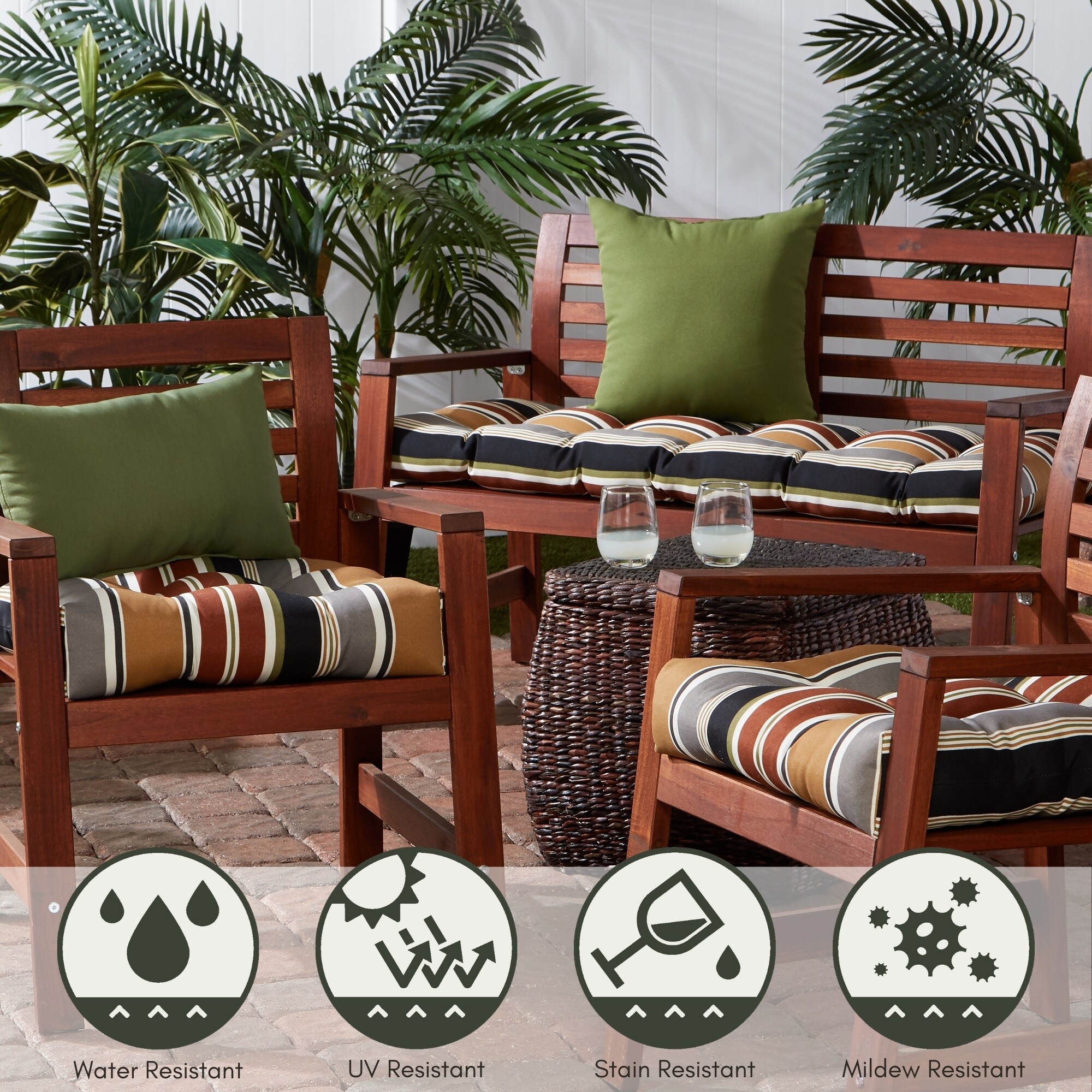 Hunter Green 17" Square Outdoor Throw Pillow Set