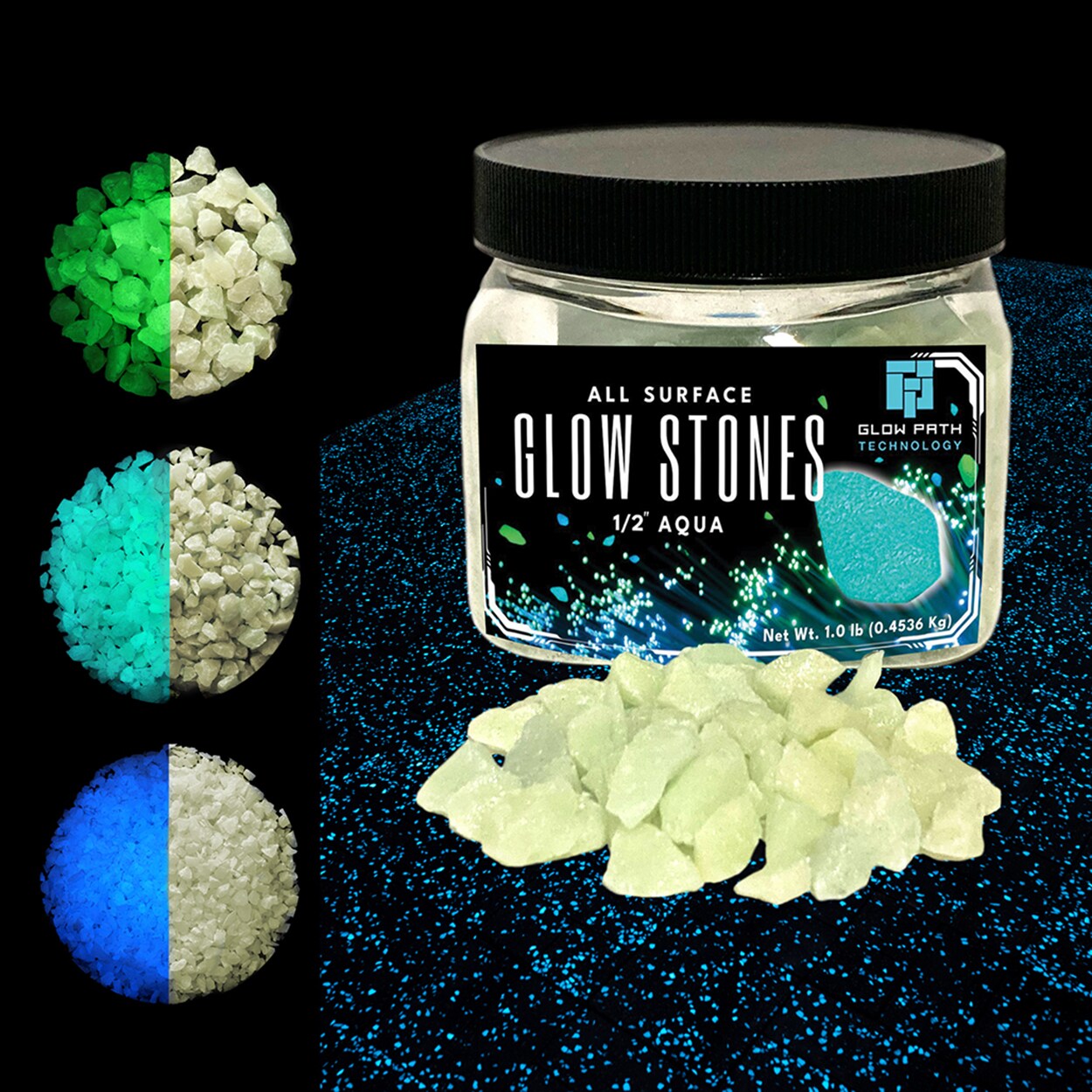 Glow Path Technology Blue Landscape Glass Rock 0.5-1.5-in 1 lb. Bag ...