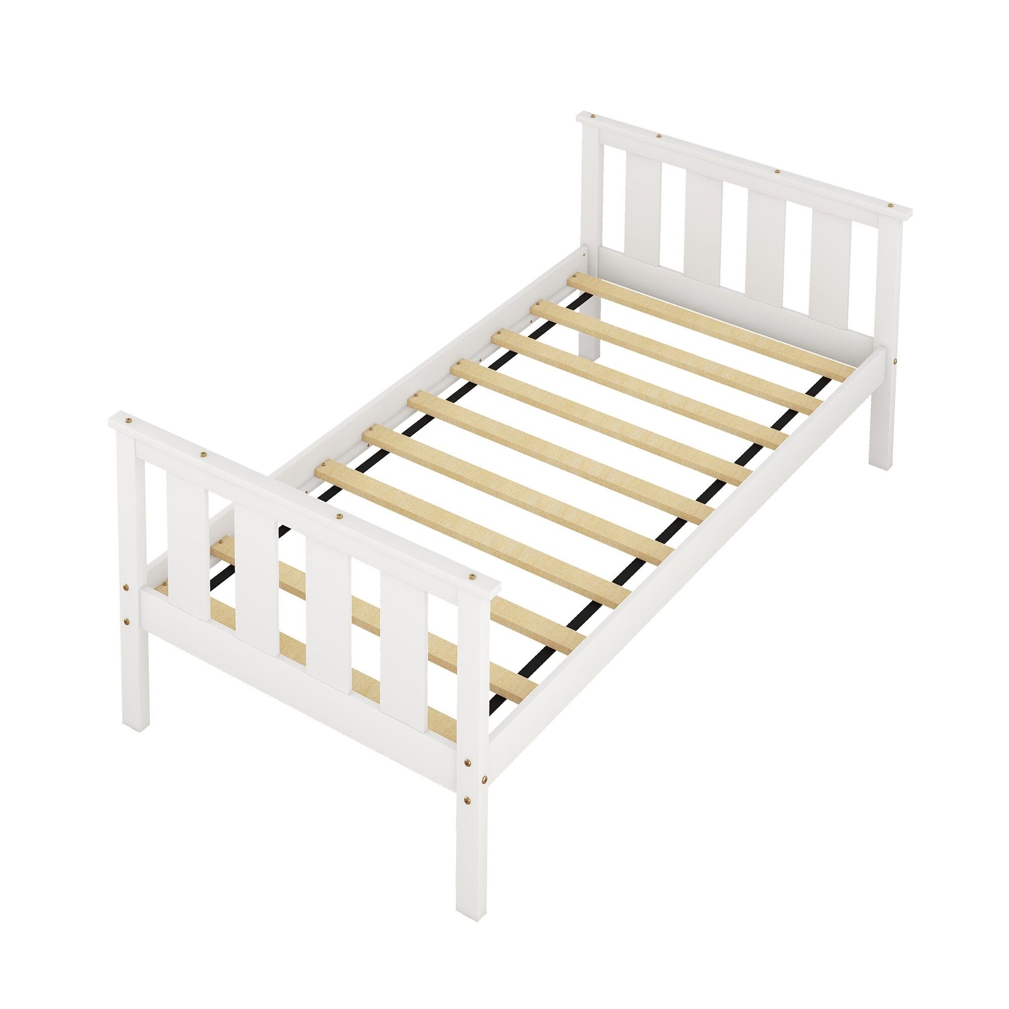 Yiekholo Contemporary White Twin Platform Bed with Headboard and ...