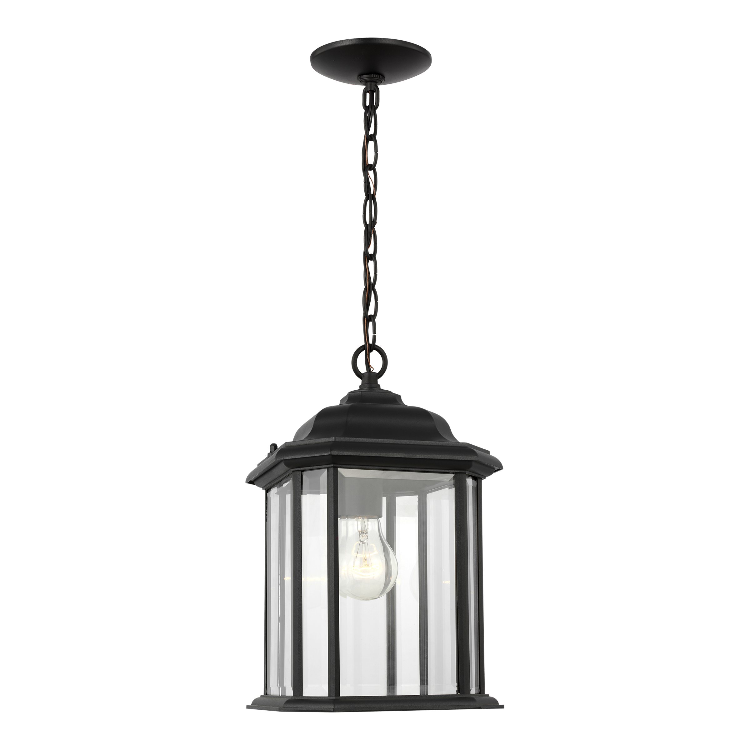 Generation Lighting Kent Black Traditional Clear Glass Lantern Medium ...