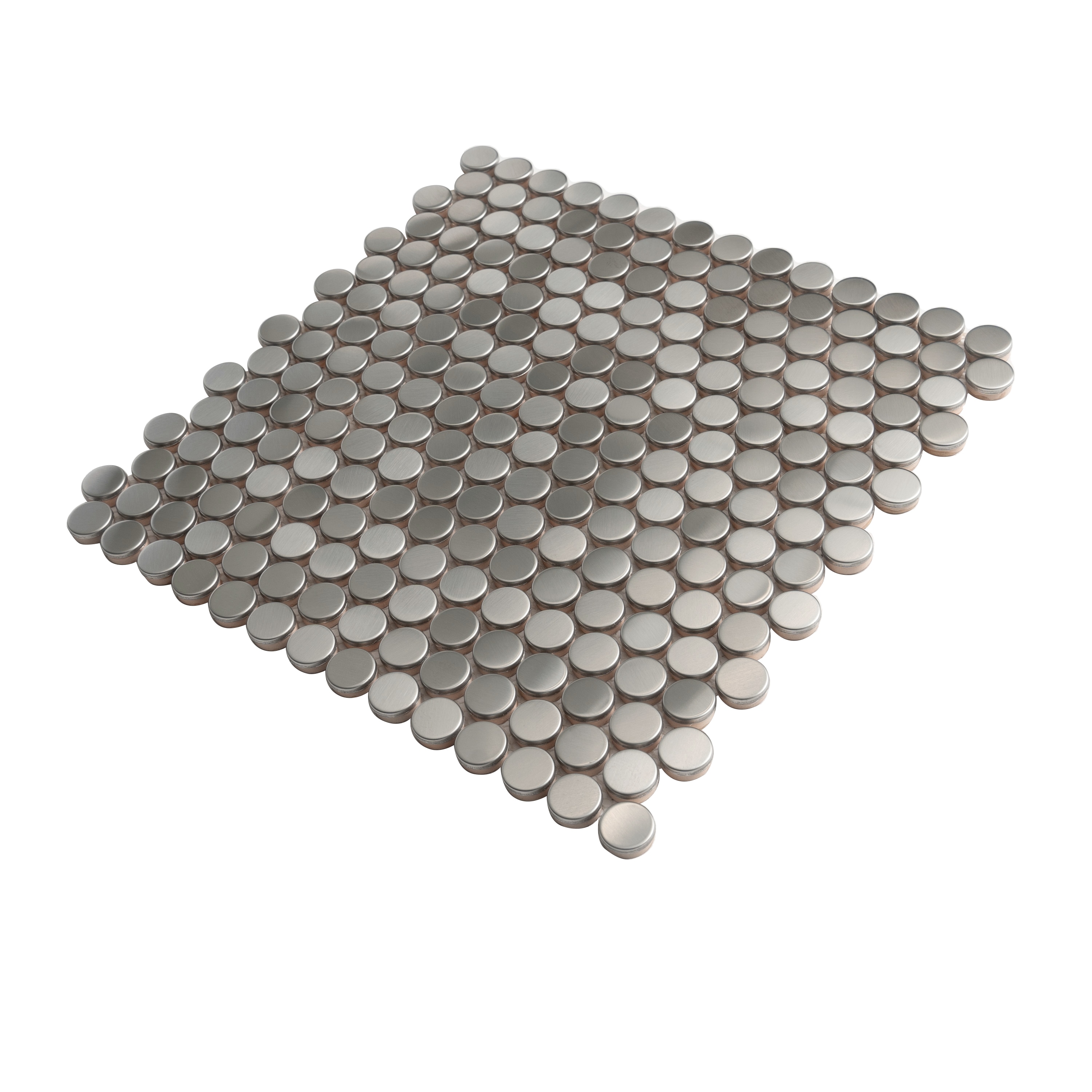 12" x 12" Polished Platinum Metal Penny Round Mosaic Tile