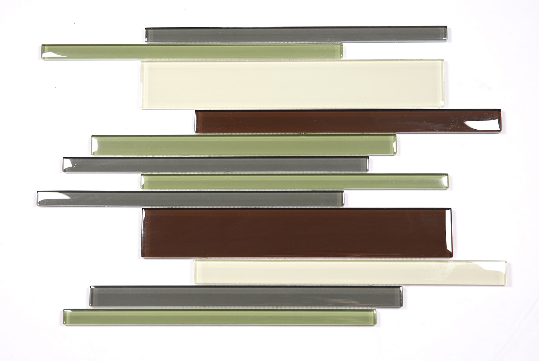 Abolos LWSMSCWLN-BC Modern Light Brown 12-in x 12-in Glossy Glass Mosaic Floor and Wall Tile (10-sq. ft/ Carton)