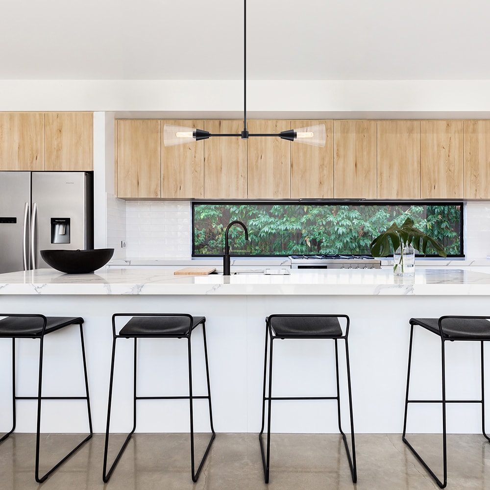 Norro Matte Black 36" Modern Glass Island Pendant