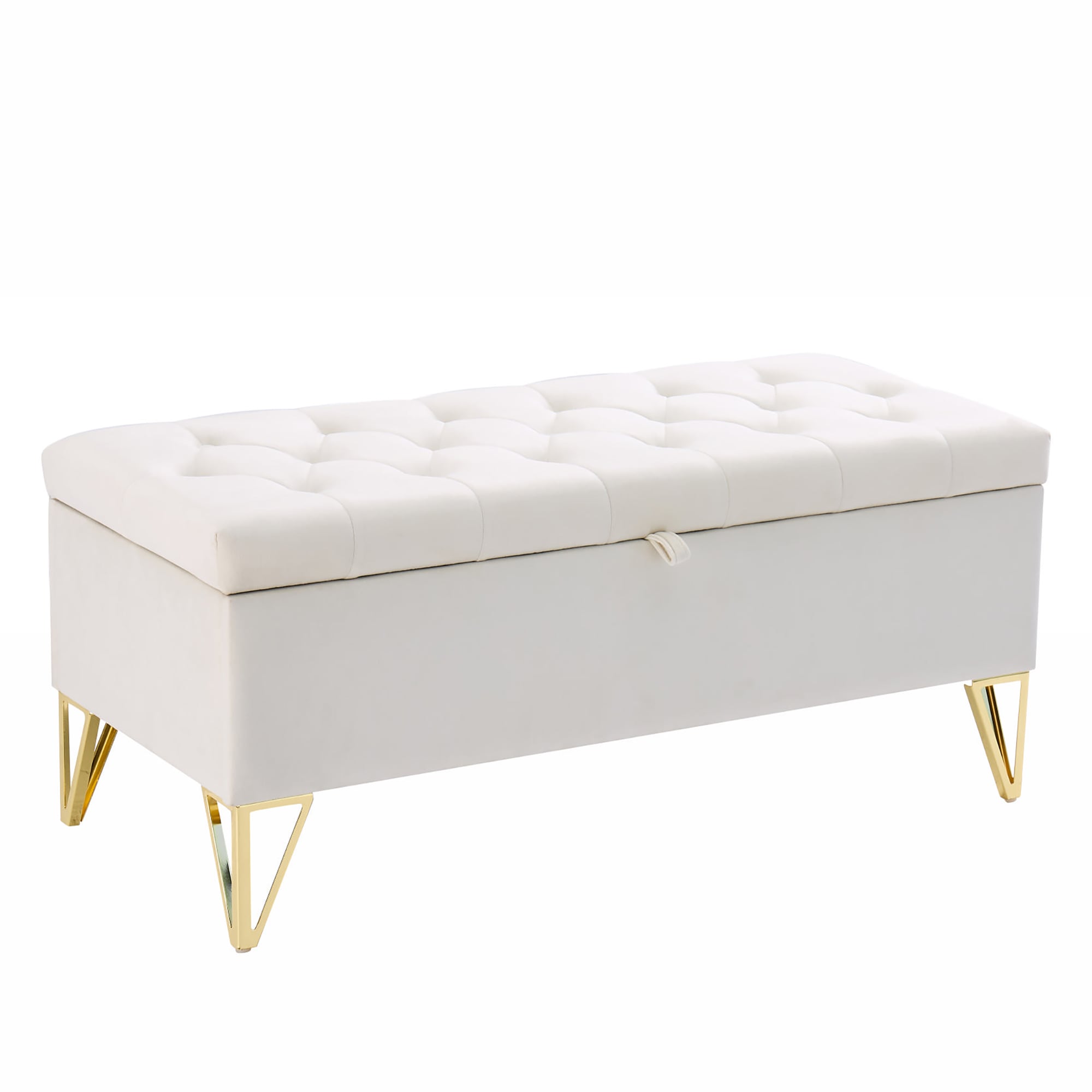 GZMR GZ-MX045BK Modern Beige Storage Bench with Storage 38-in x 17-in x 17-in