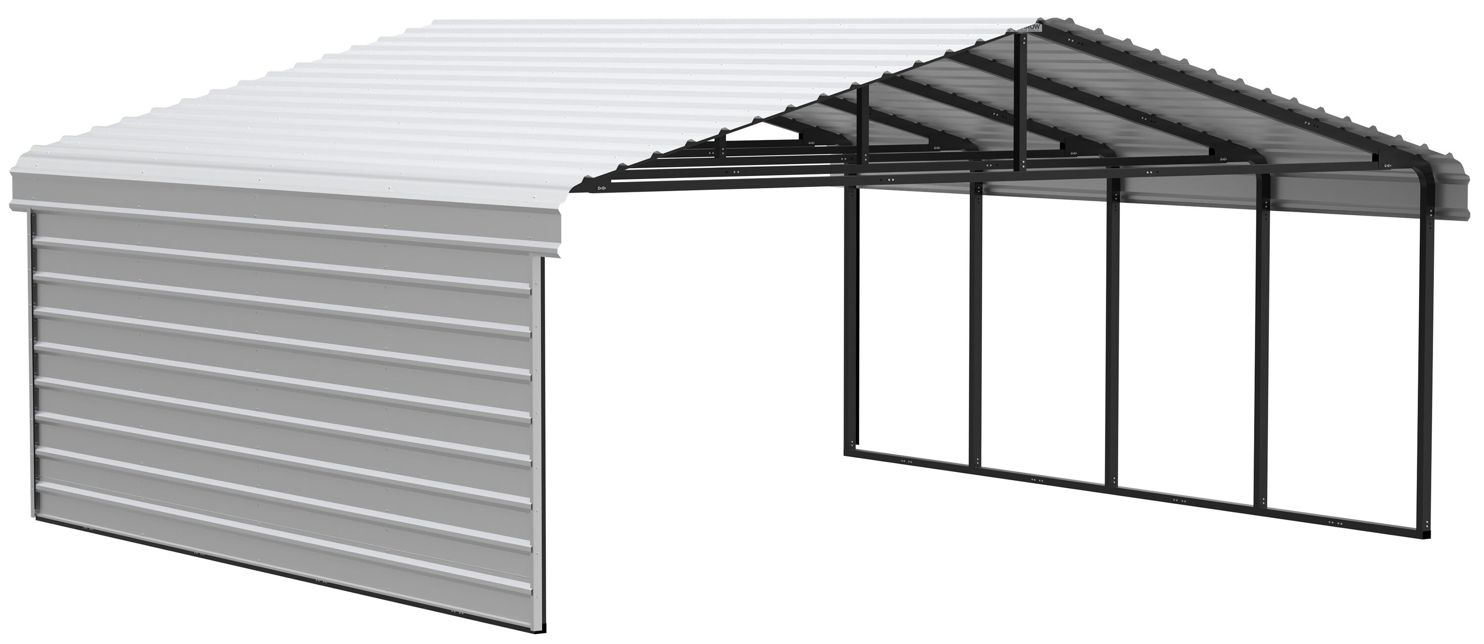 Eggshell 20' x 20' Steel Carport Kit with Enclosure