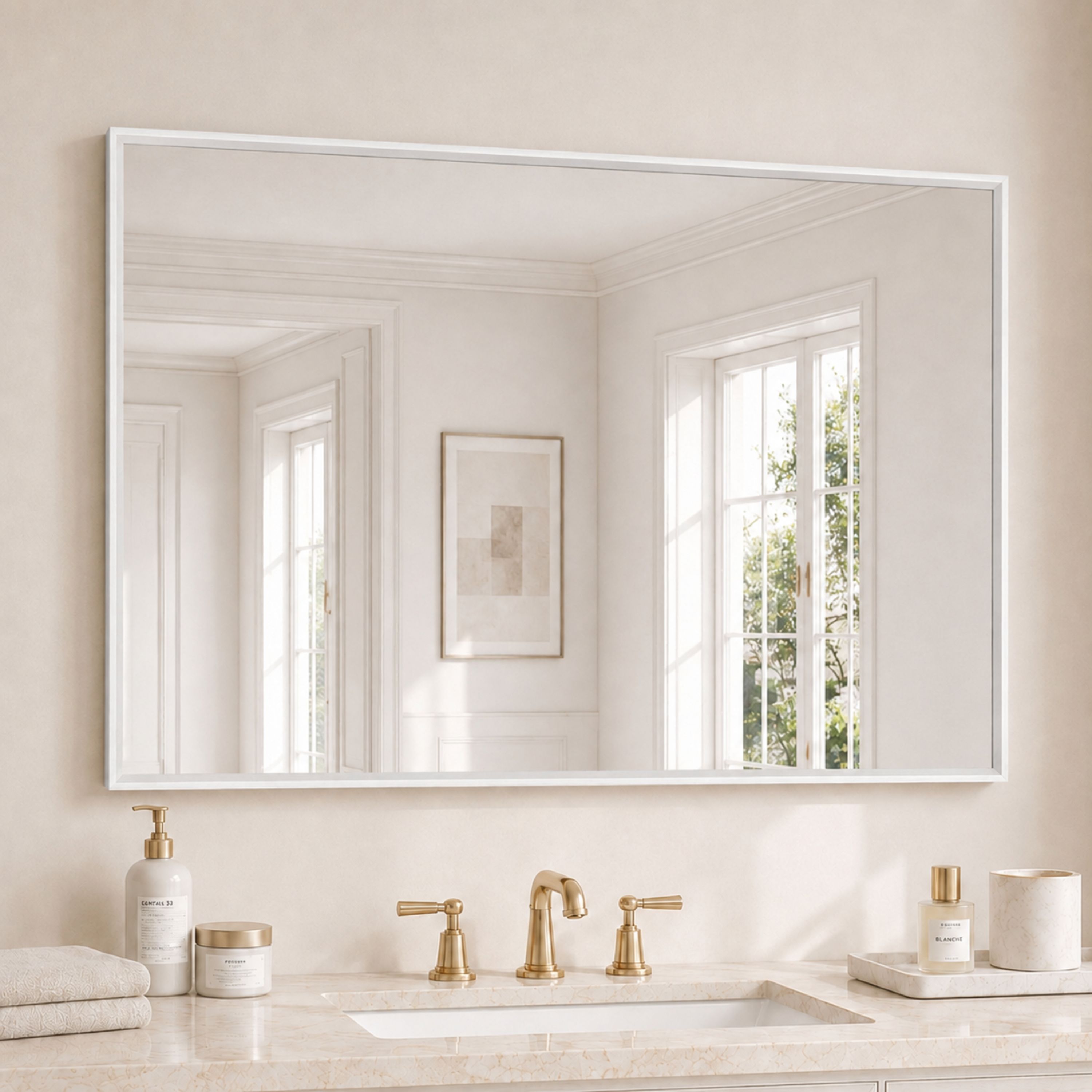 Velusian Aluminum Alloy Framed Tempered Glass Wall Bathroom Vanity Mirror