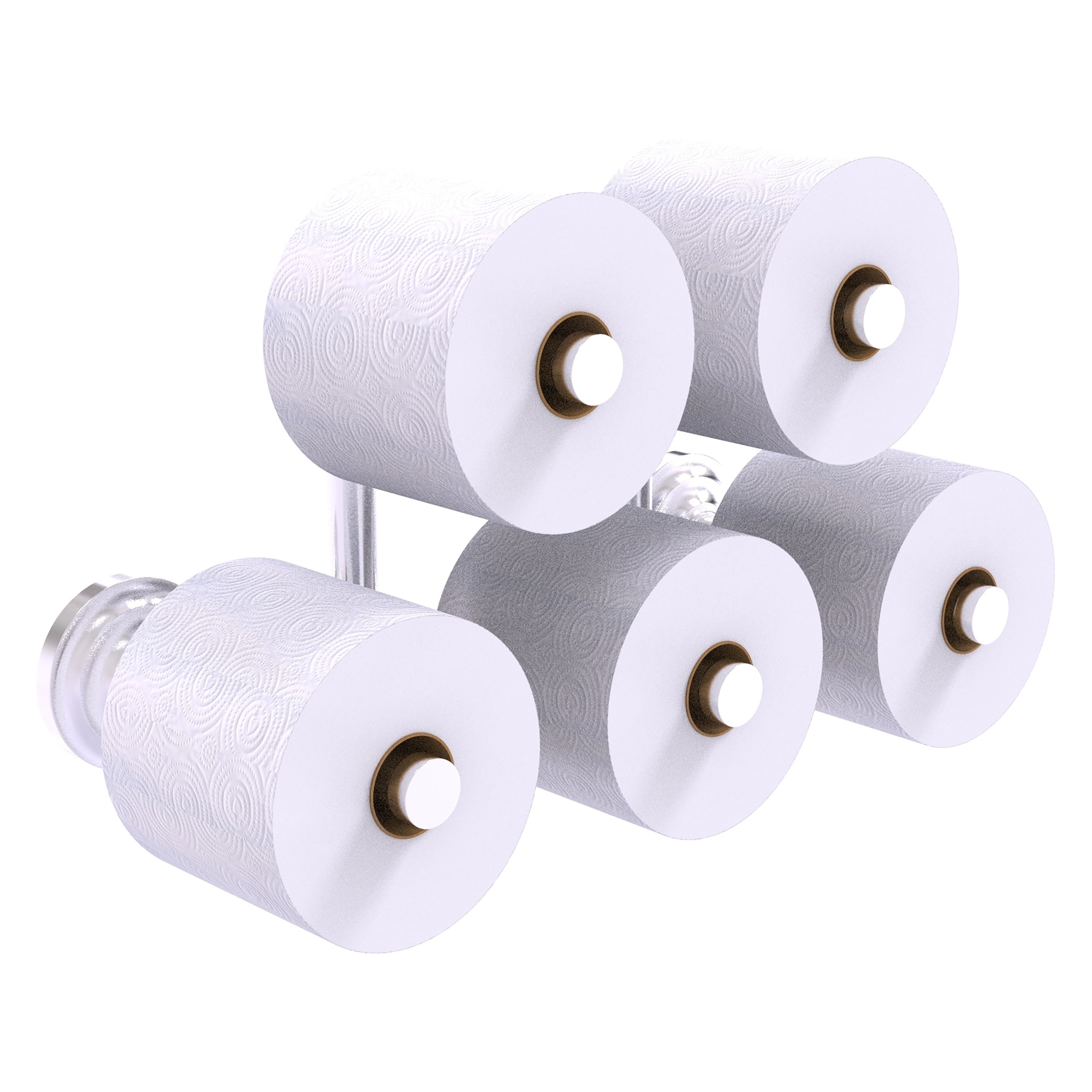 Allied Brass QN-24-5-SCH Que New Satin Chrome Wall mount Double post Toilet Paper Holder 5 -Rolls with Storage