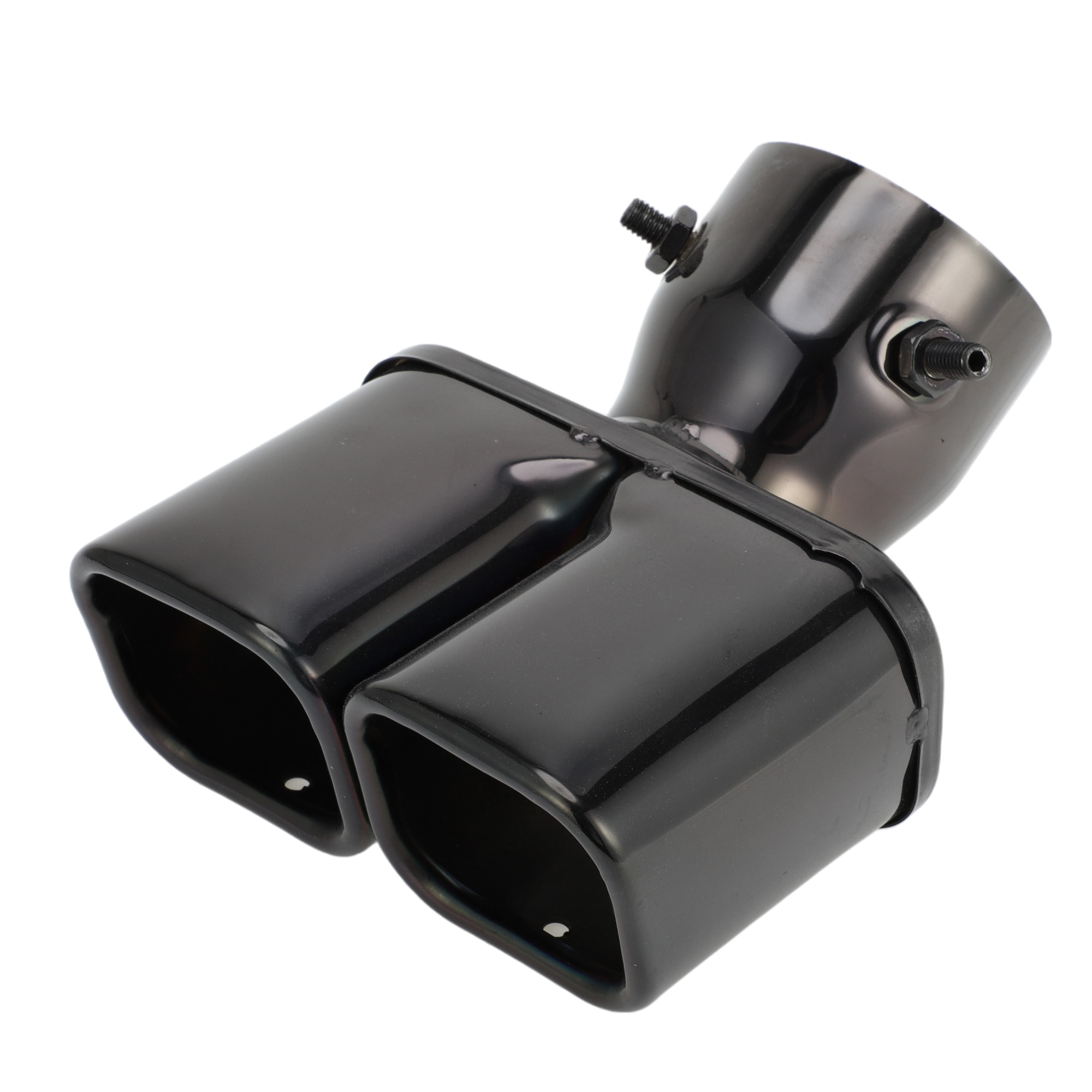 Unique Bargains 1pc Square Curved Slant Cut Dual Exhaust Tip for Toyota Land Cruiser Prado GDJ/TRJ150 Series 3.0 Inch Inlet 7.1 Inch Length Stainless Steel Black Rear