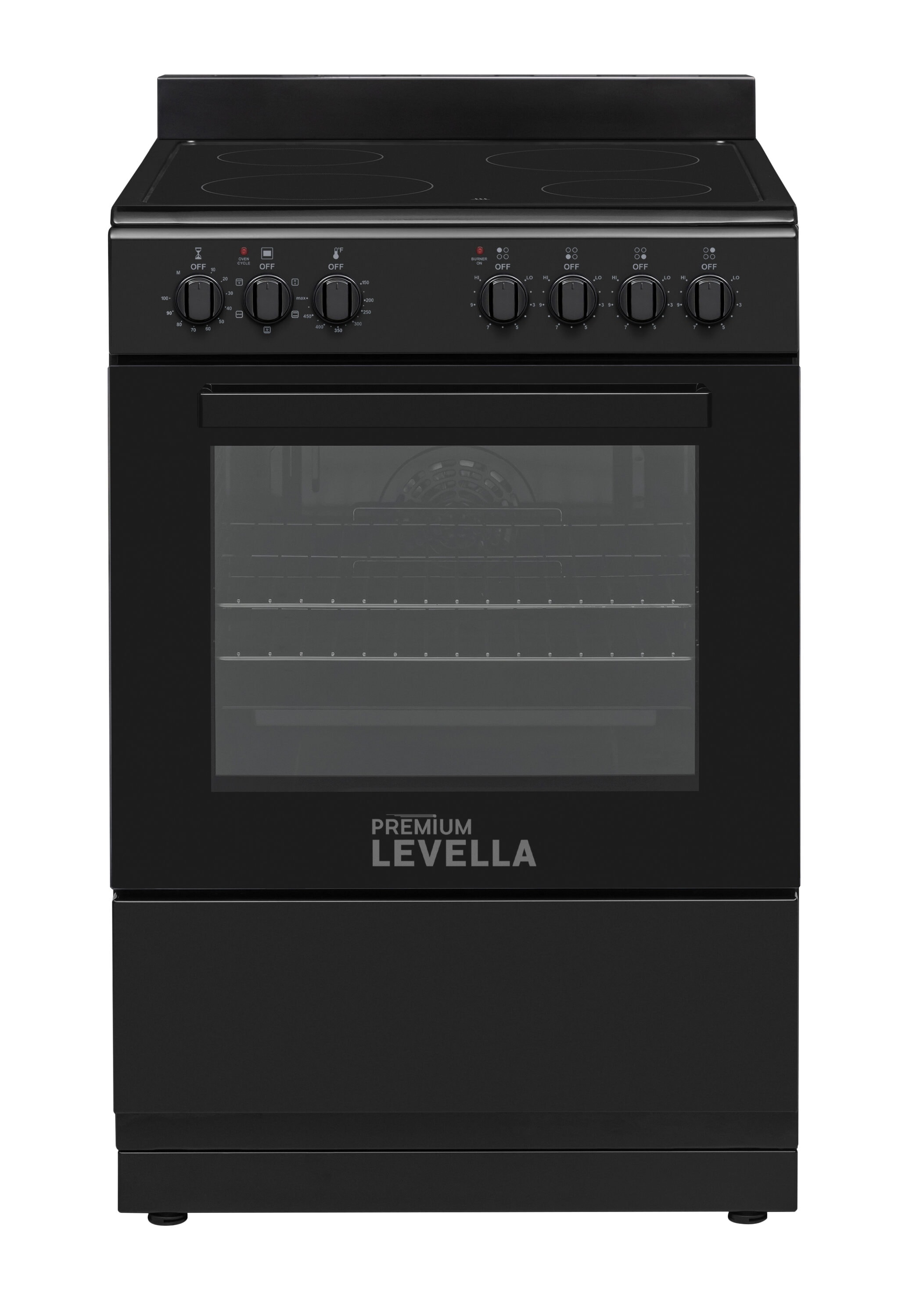 Premium Levella PREV2407VB 24-in Glass Top 4 burners 2.44-cu ft Convection Oven Freestanding Electric Range ( Black )