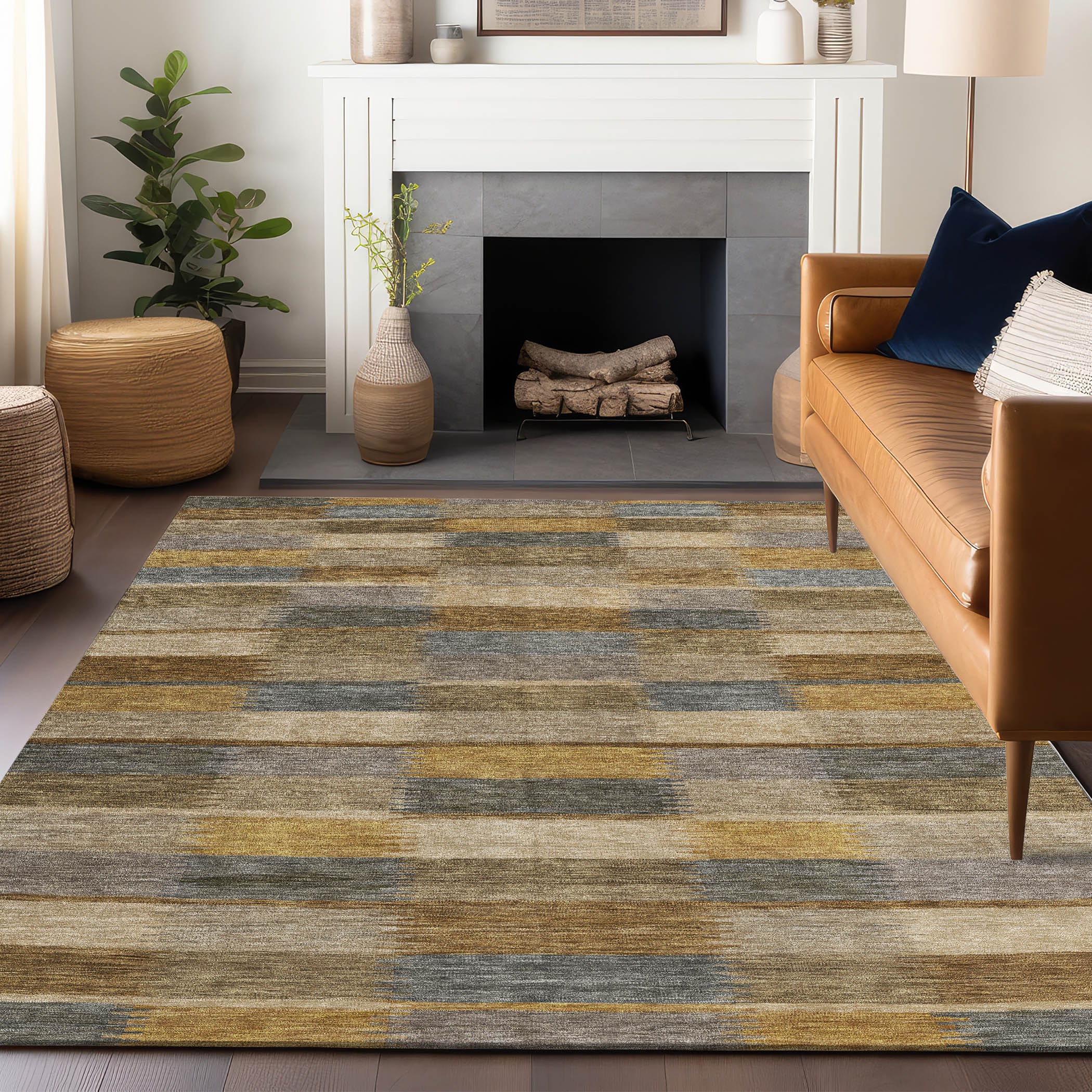 Addison Rugs ACN1628BR5X8 Chantille ACN1628BR 5 x 7 (ft) Loomed Brown Rectangular Indoor/Outdoor Machine washable Pet Friendly Area rug