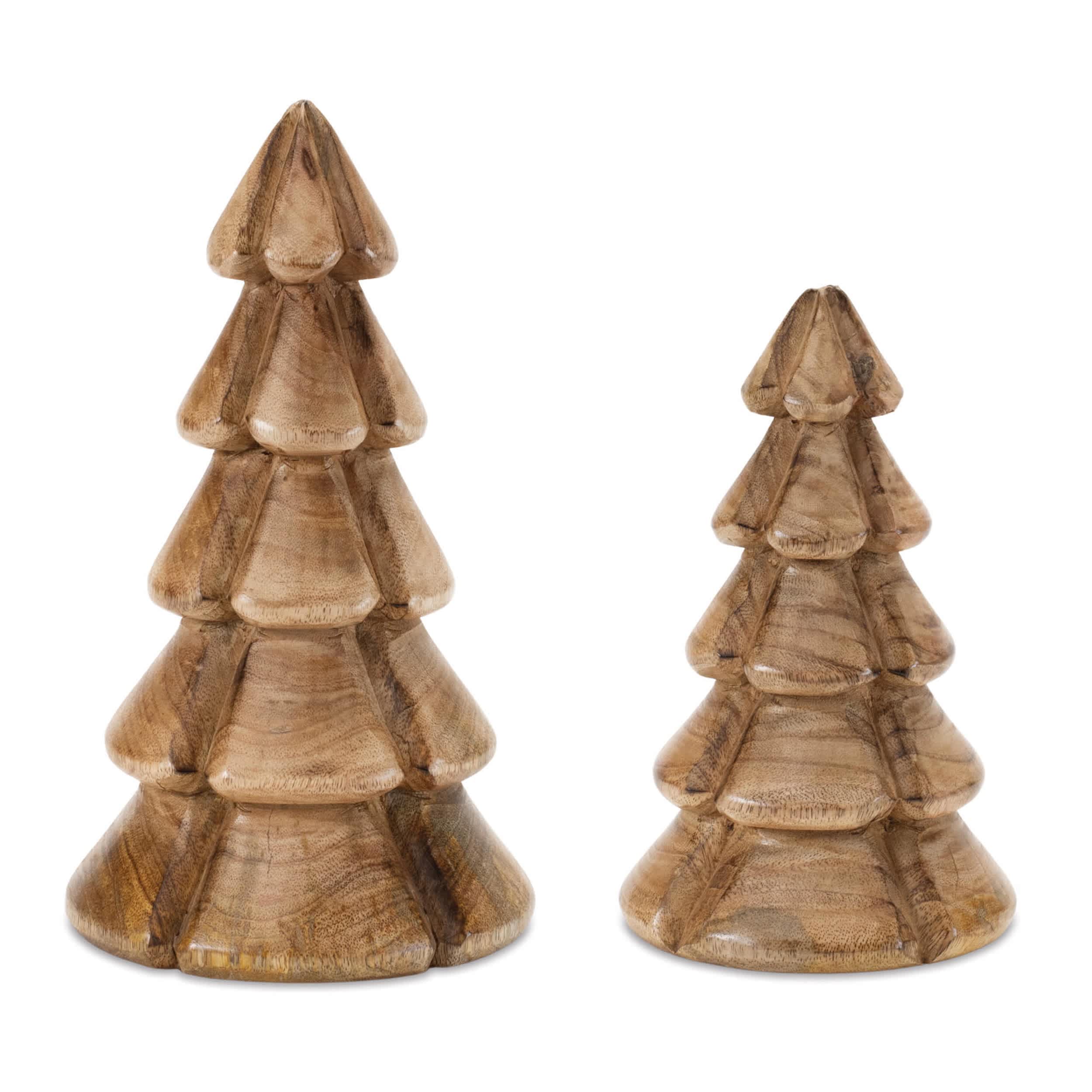 Melrose International 95027DS Modern Wood Pine Tree (Set of 2)