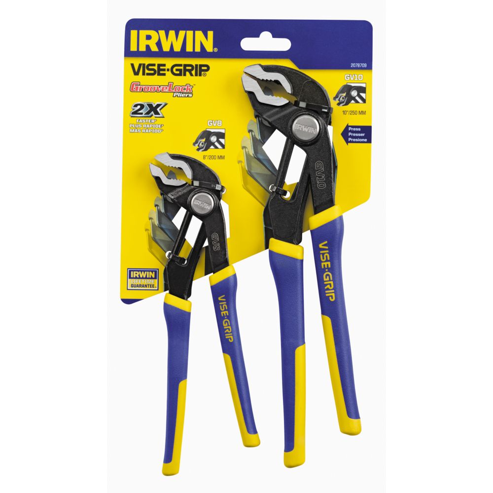 IRWIN 2078709 VISE-GRIP GrooveLock 2-Pack Tongue and Groove Plier Set