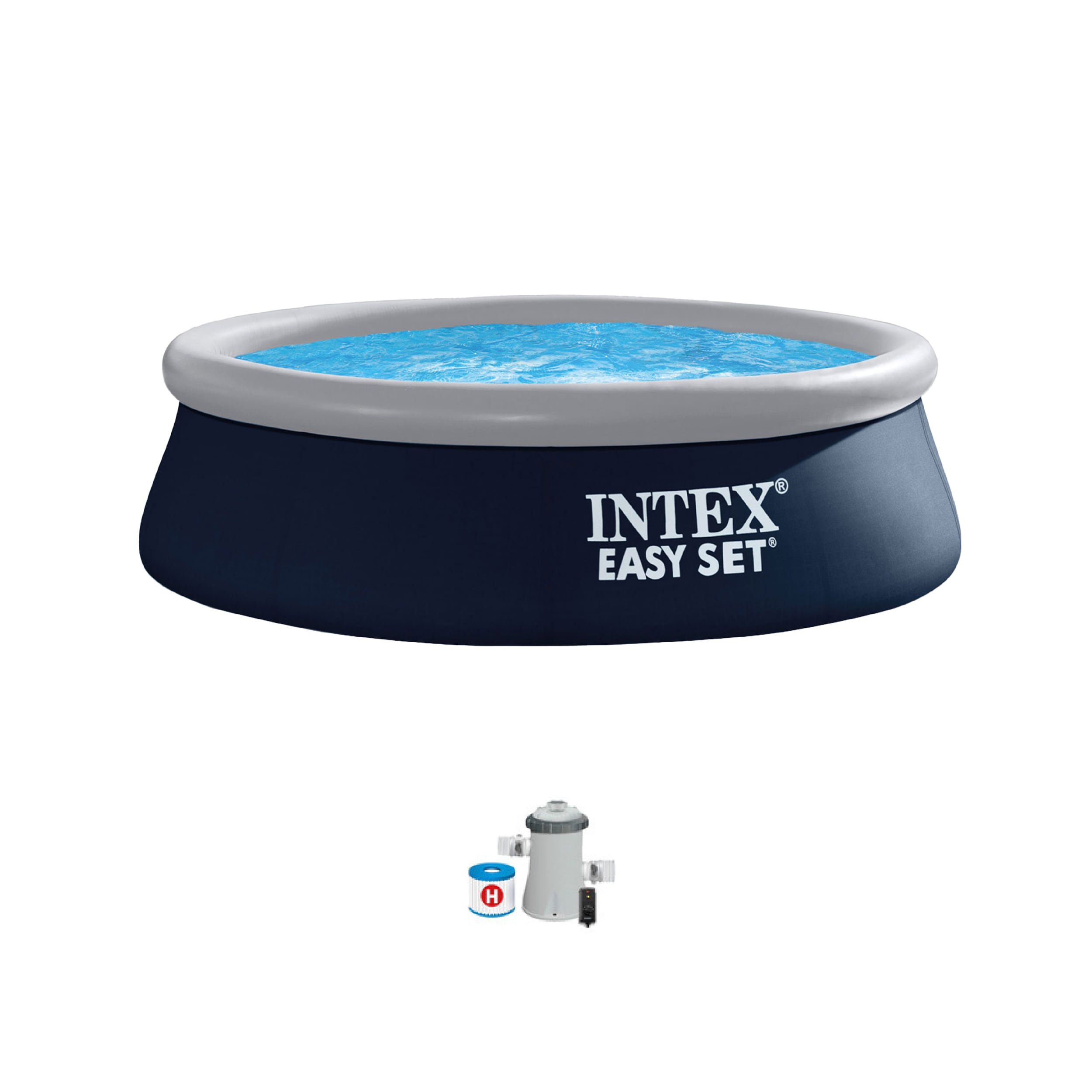 Intex 260701 8-ft x 8-ft x 30-in Inflatable Top Ring Round Above-Ground Pool with Filter Pump