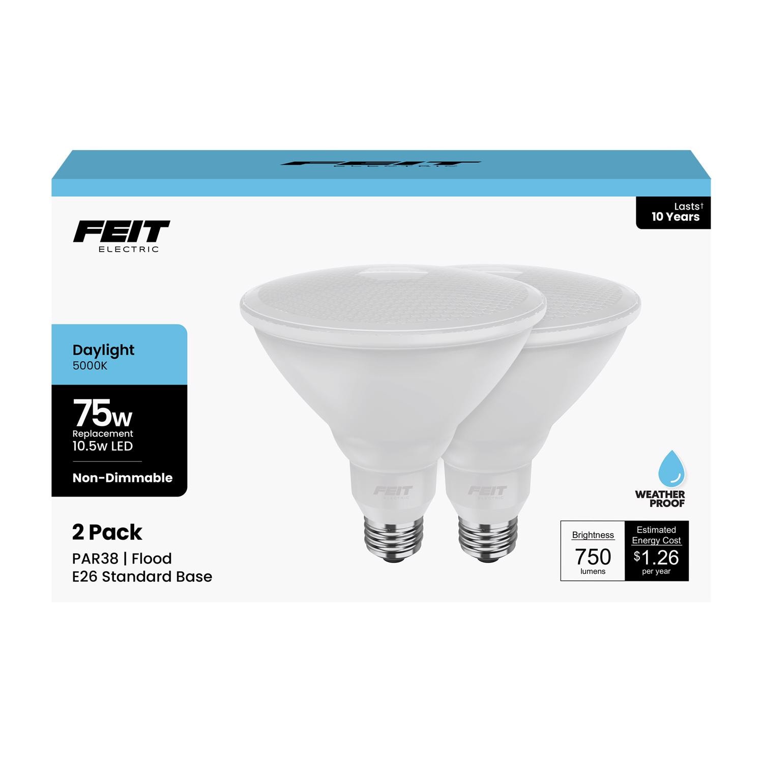 Feit Electric EJD3765641 PAR38 E26 Medium Smart Enabled LED Bulb Daylight 75 Watt Equivalence 2 pk