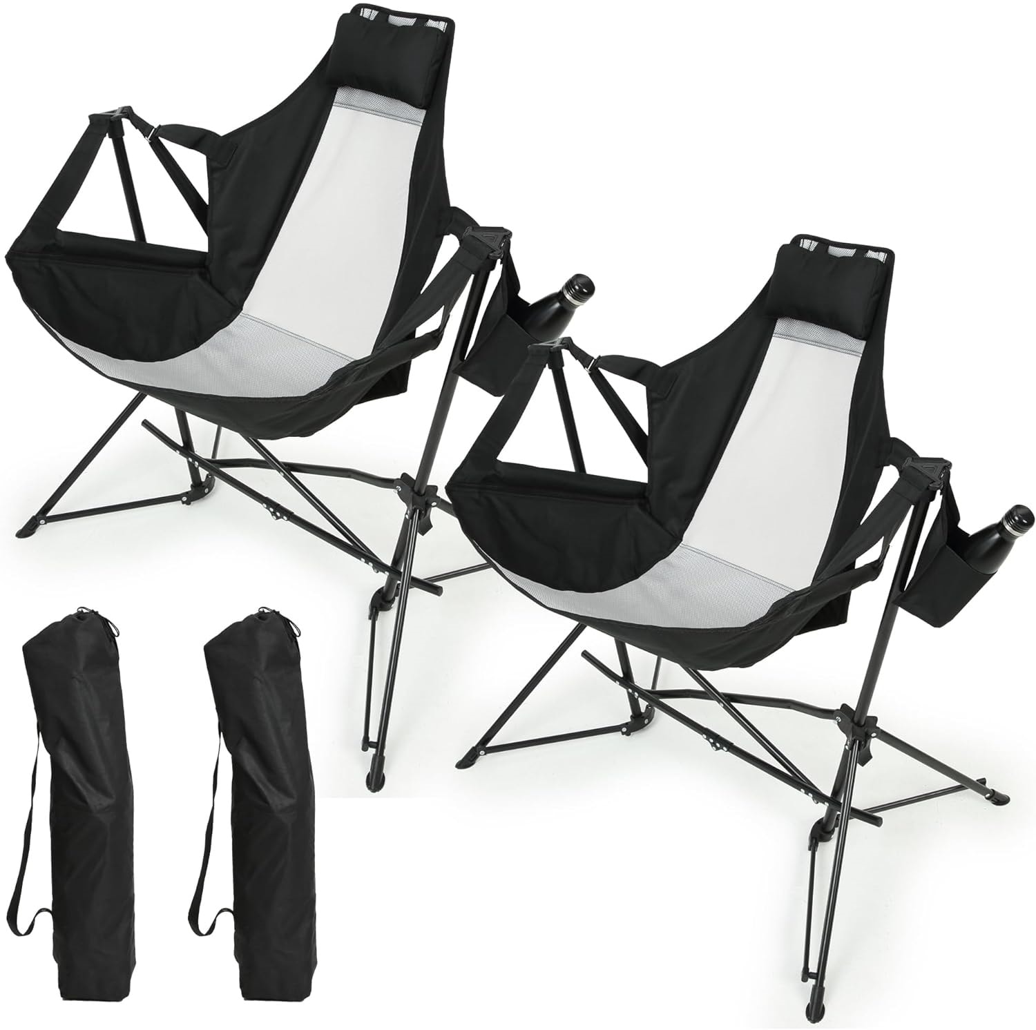 Mondawe MO-P4AC2417GBU1 Polyester Black Folding Camping chair Carrying Strap/Handle Included