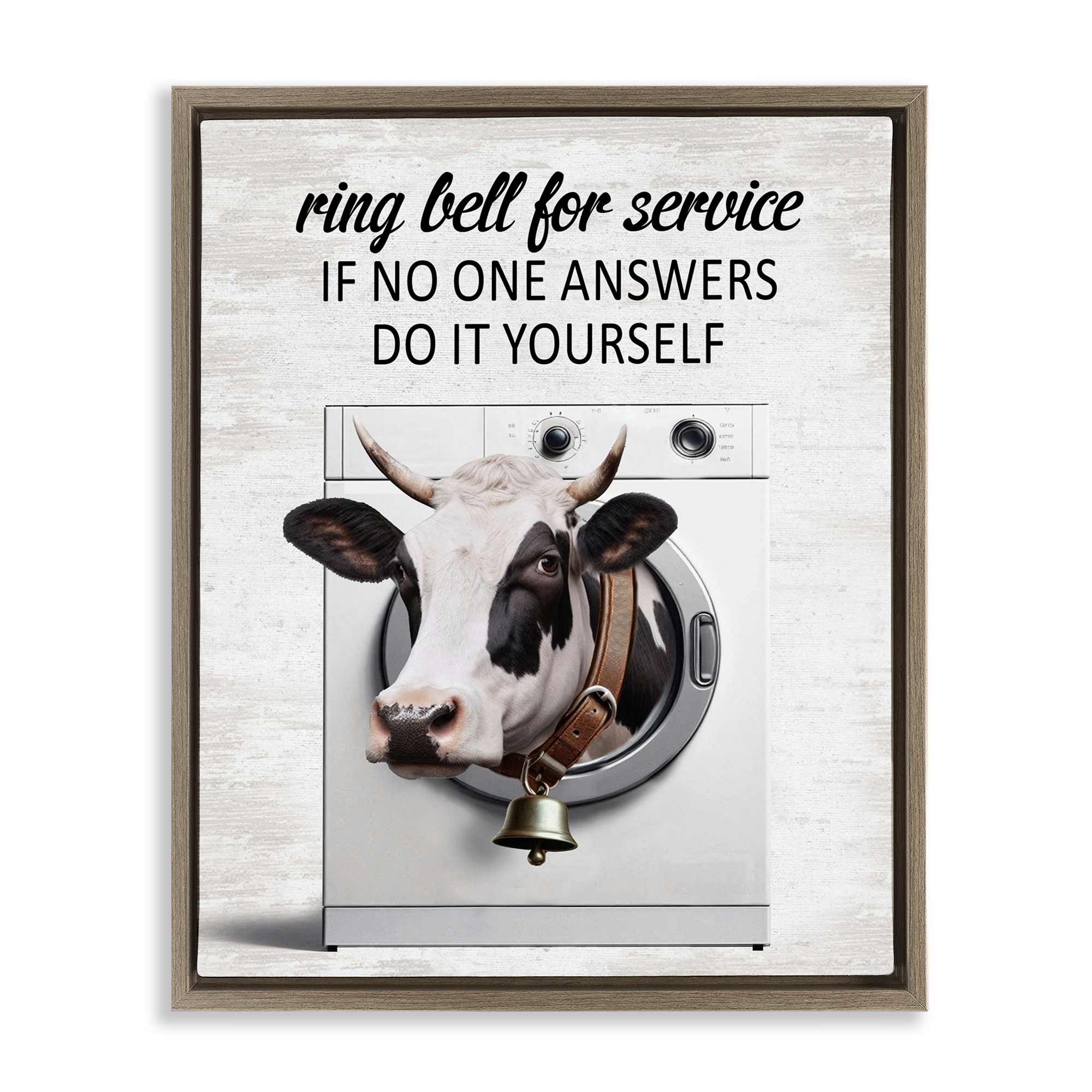 Stupell Industries BS-865-FFE-16X20 Sassy Cow Laundry Brown Framed Floater Canvas Wall Art By Lettered and Lined 17 x 21